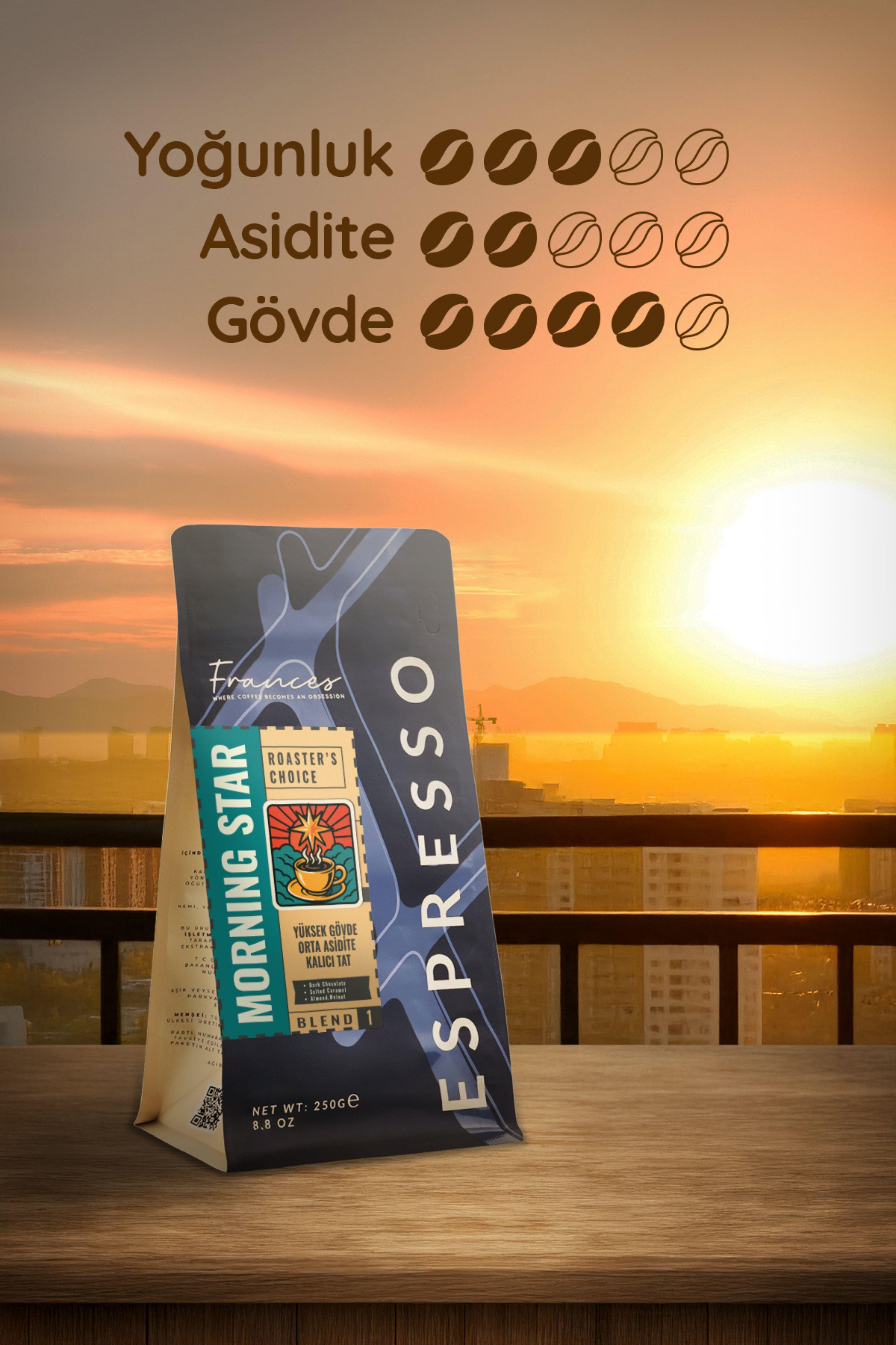 %100 Arabica Morning Star Espresso | Çekirdek Kahve | 3X250 GR