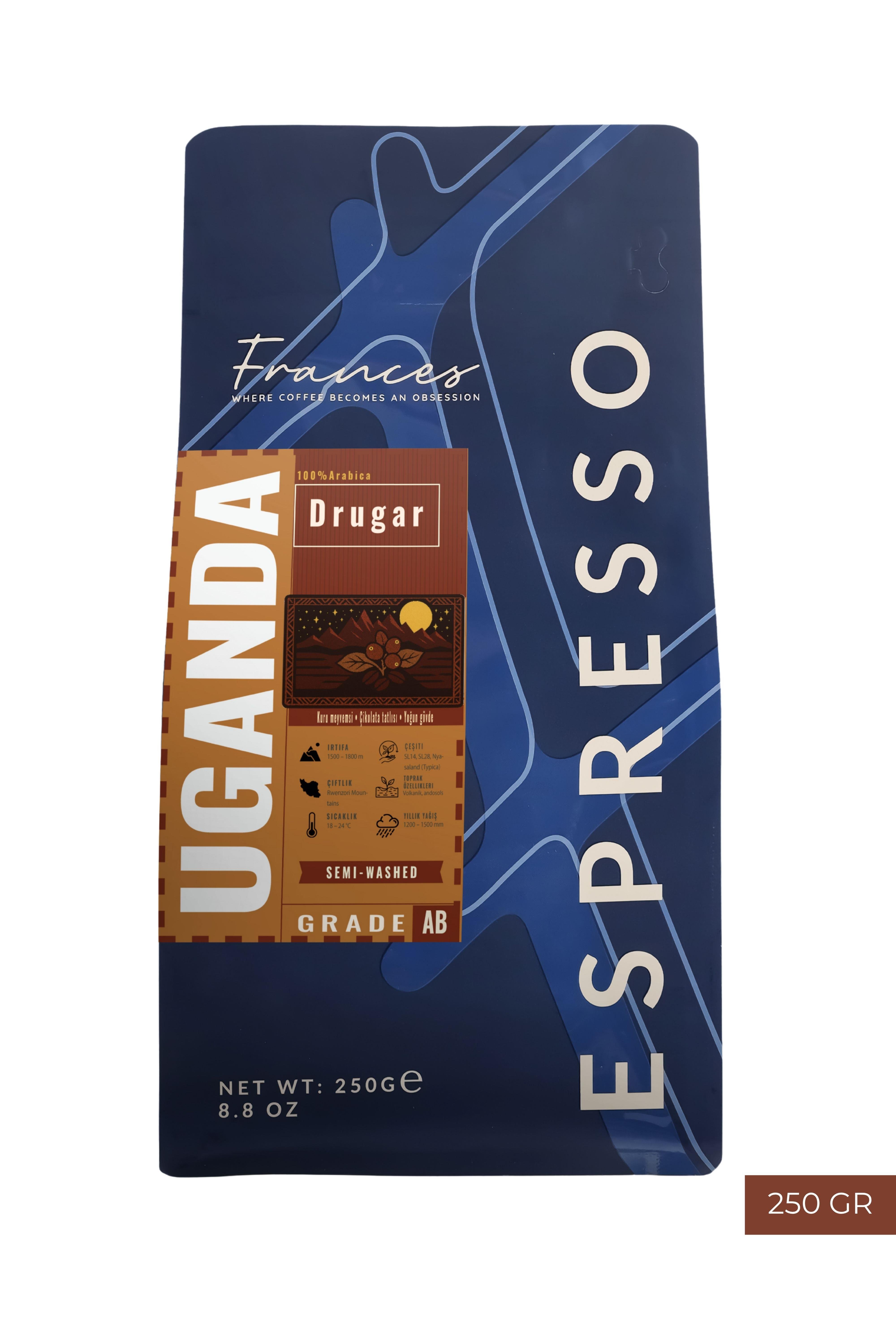 %100 Arabica Uganda Drugar Espresso | Çekirdek Kahve | 250 GR