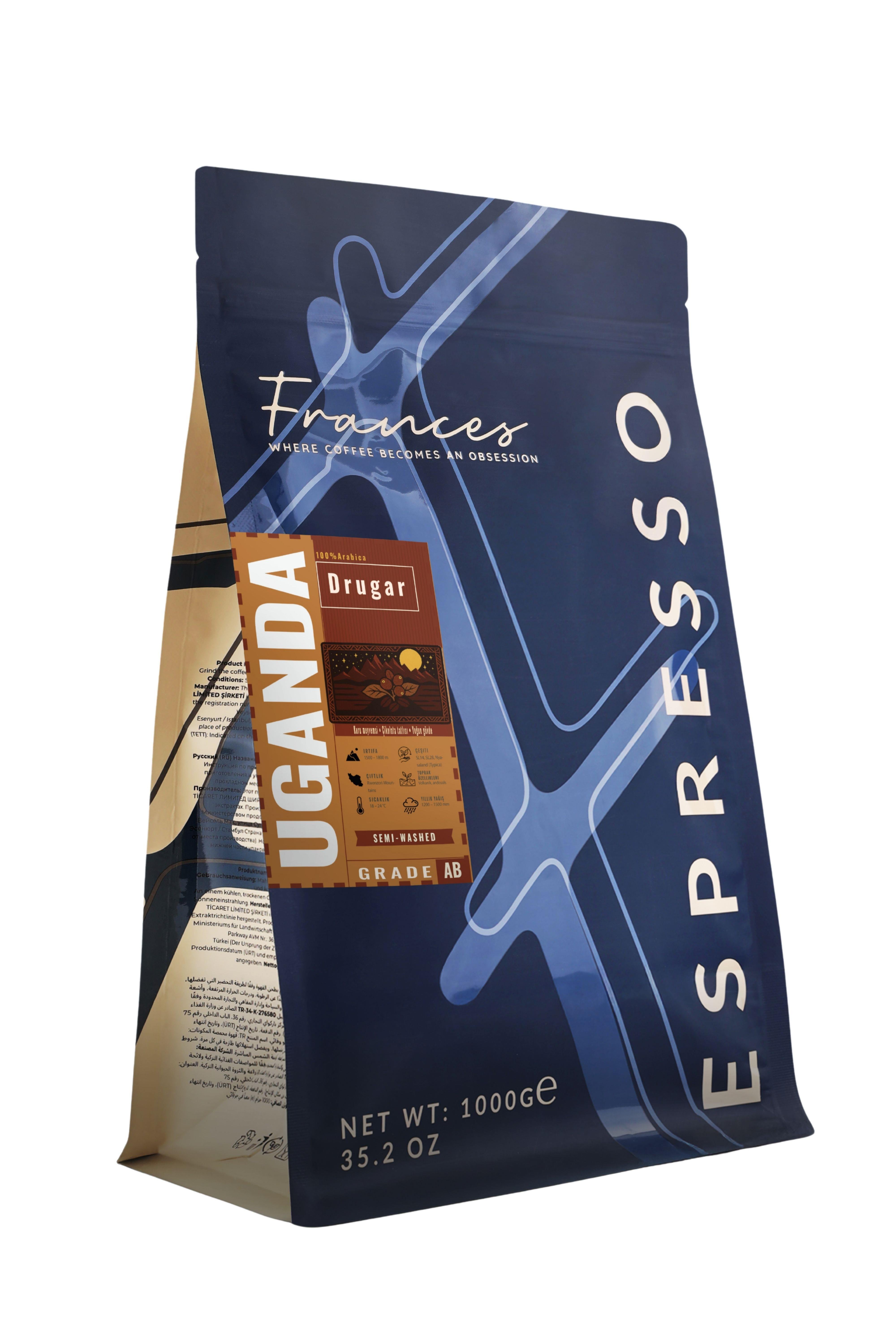 %100 Arabica Uganda Drugar Espresso | Çekirdek Kahve | 1000 GR