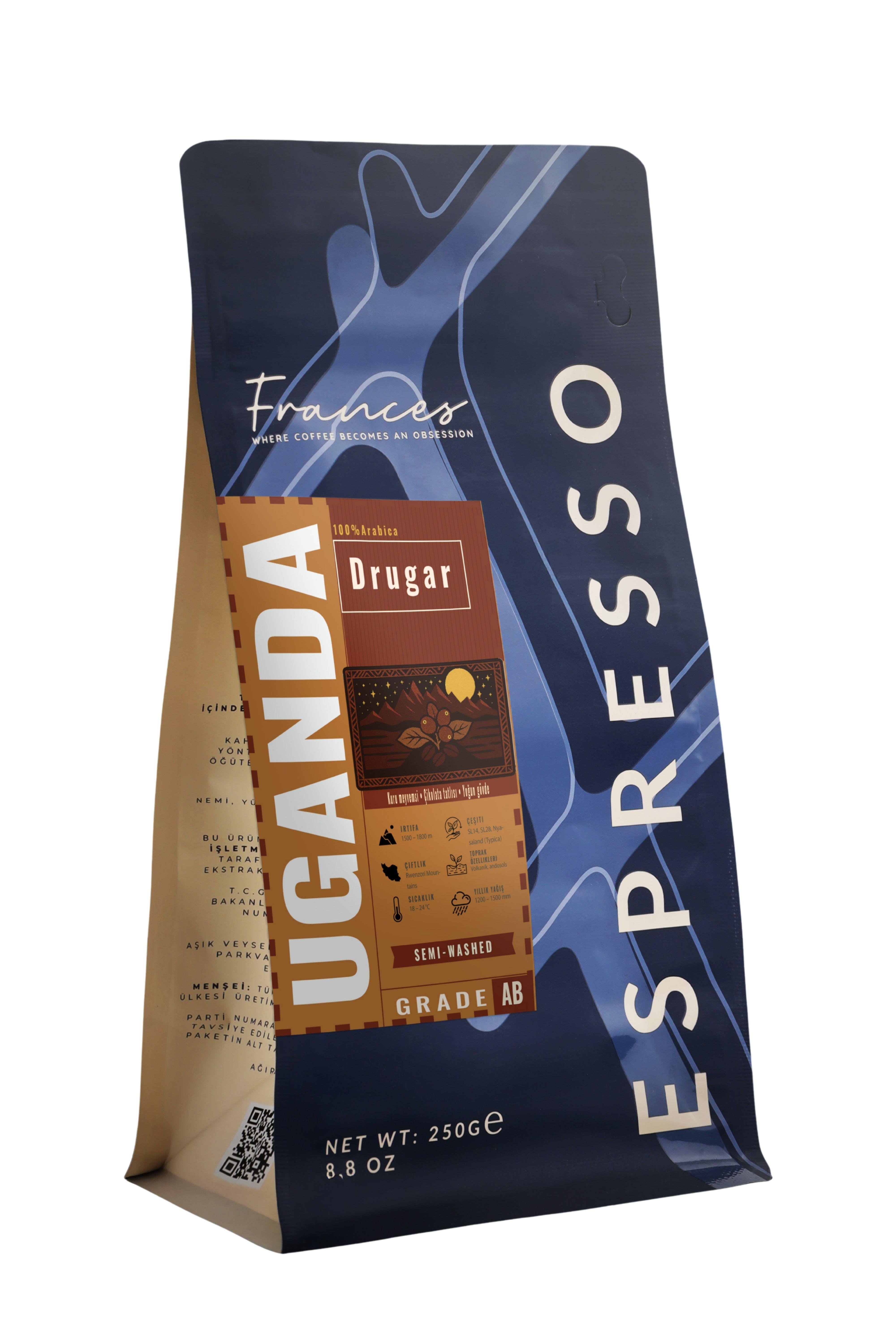 %100 Arabica Uganda Drugar Espresso | Çekirdek Kahve | 250 GR
