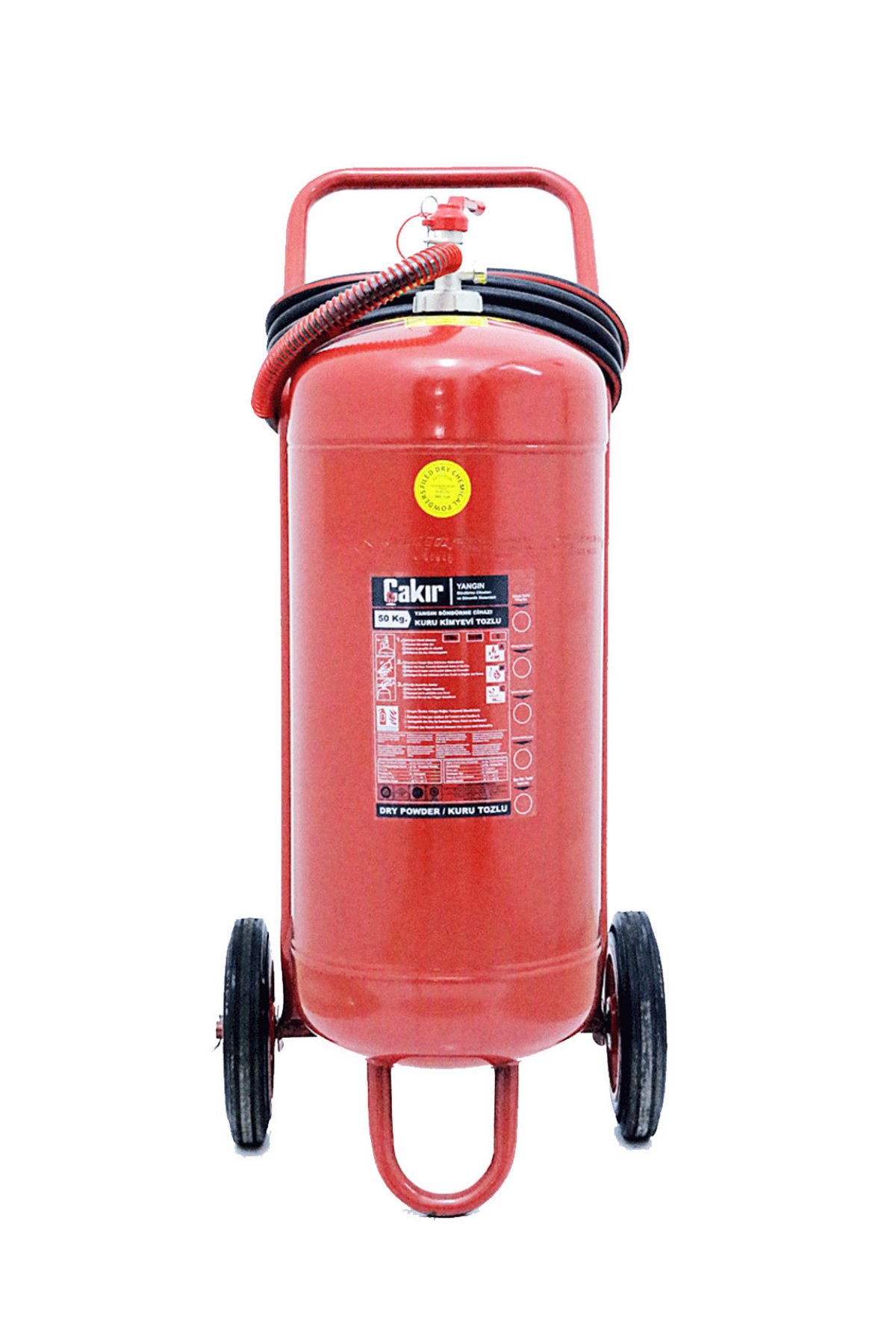 50 KG Kuru Kimyevi Tozlu Arabalı Yangın Söndürme Tüpü - Çakır