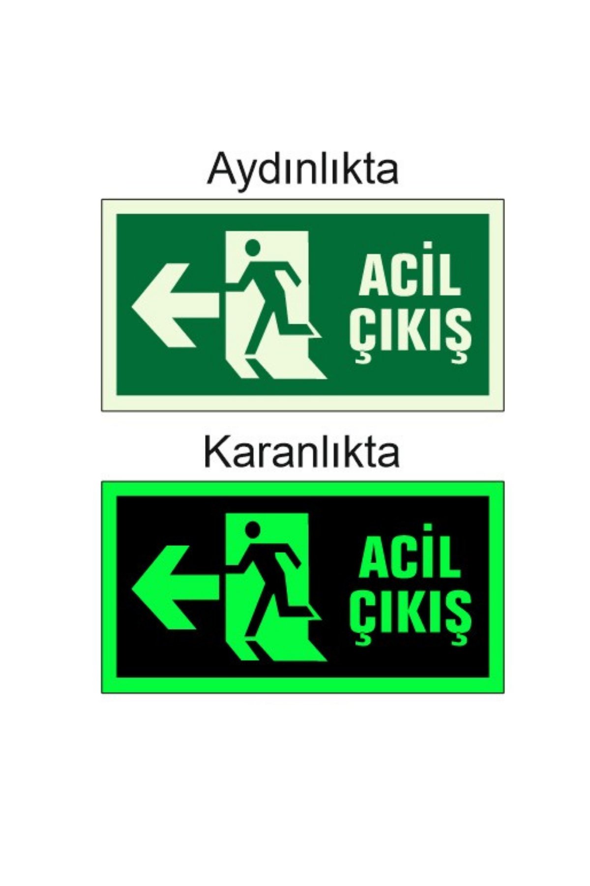 Acil Çıkış (Exit) Sol Yön Levhası Fotolümenli Fosforlu
