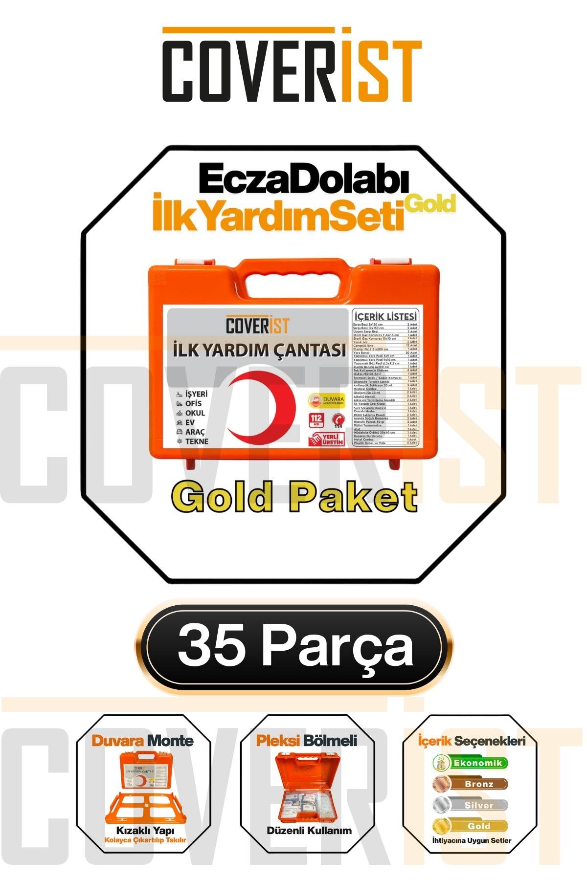 İş Yeri İlk Yardım Çantası Ecza Dolabı Acil Müdahale Seti - Gold Paket