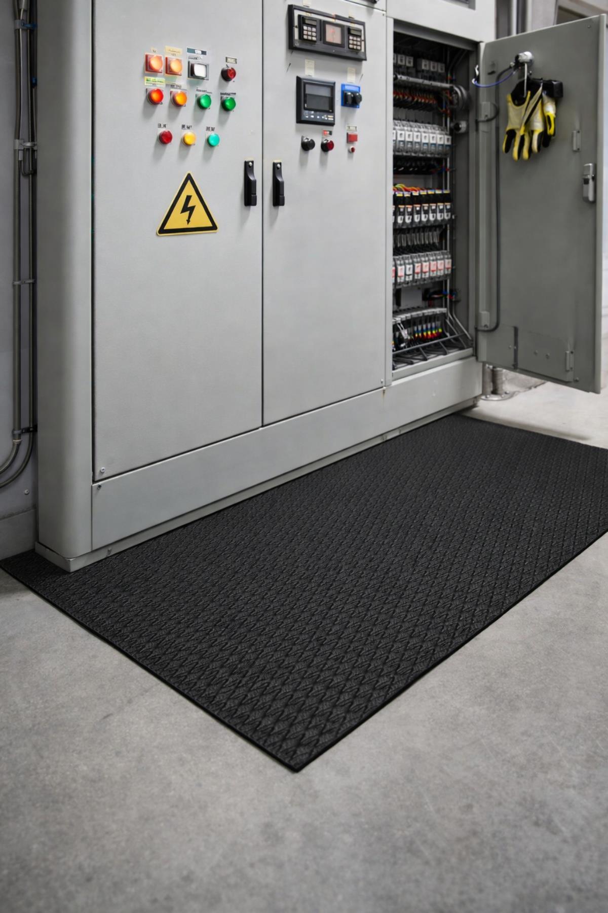 İzole Halı Yalıtkan Paspas 2-3-5 mm 10-20-40 kV Siyah - Sarı Şeritli