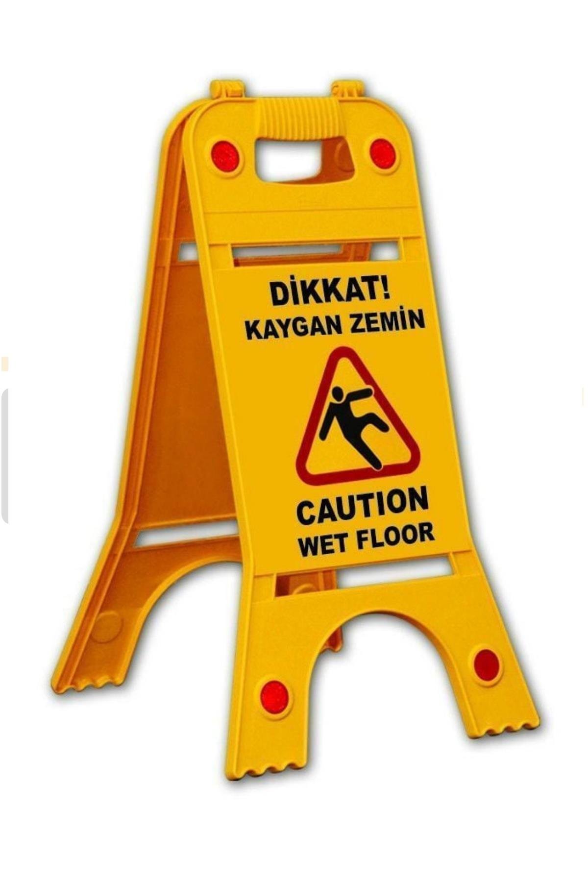 Kaygan Zemin Uyarı Levhası Sarı Açılır - Kapanır Katlanabilir Tabela