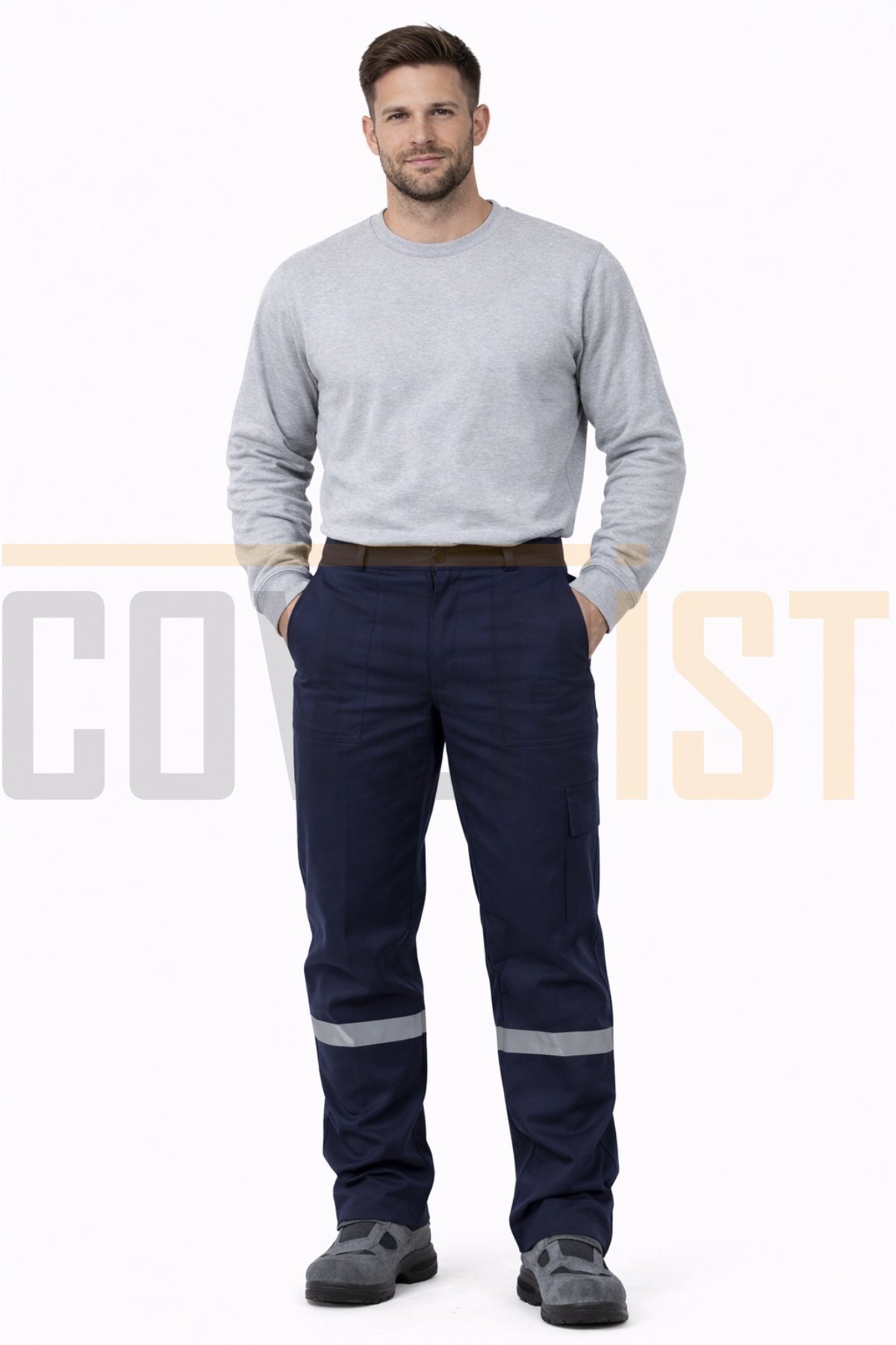 Reflektörlü 7/7 Gabardin Kışlık İş Pantolonu - Lacivert