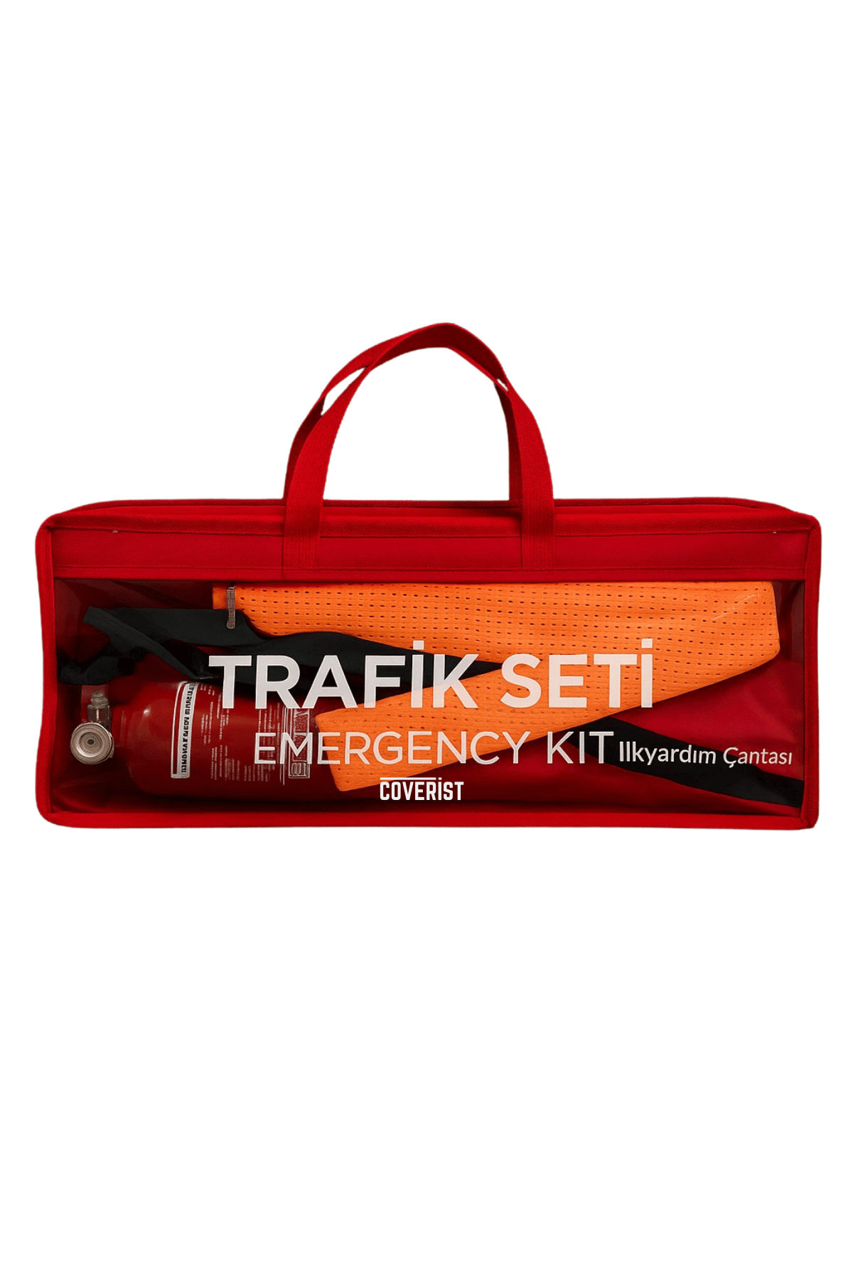 Trafik ve İlk Yardım Seti - Muayene Uyumlu 1 KG Araç Yangın Tüpü - 2 Adet Reflektör - Gold Pack