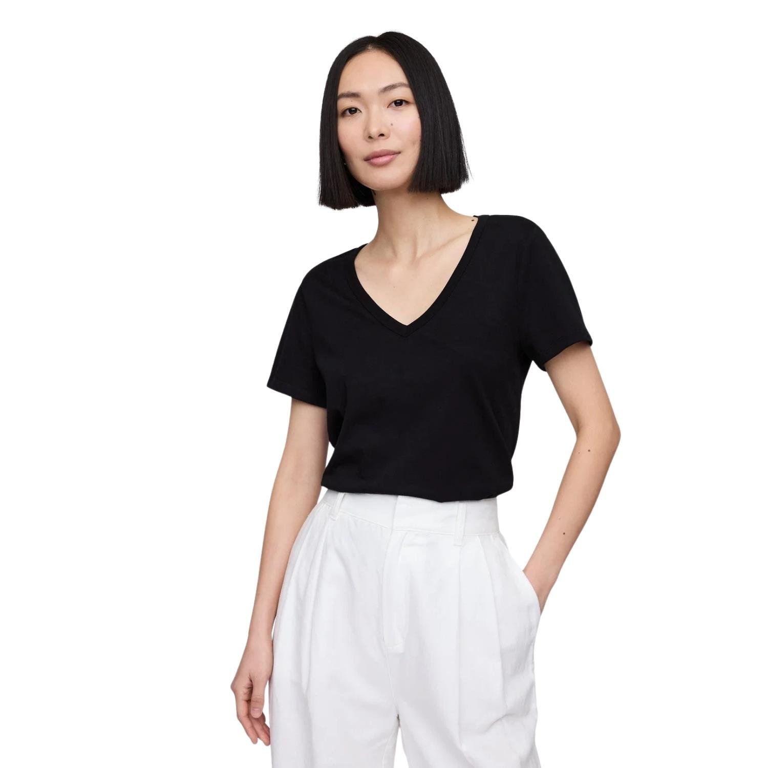 Gap V-Ss Fav V Solid Kadın T-shirt - 723631