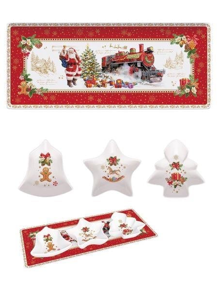 Christmas Memories 4 Parça Porselen Meze Servis Seti 36×16