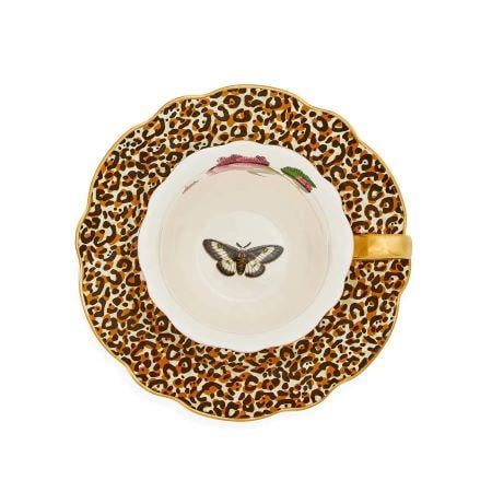 CREATURES OF CURIOSITY ÇAY FİNCAN VE TABAĞI BEYAZ&LEOPAR