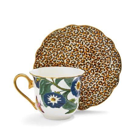 CREATURES OF CURIOSITY ÇAY FİNCAN VE TABAĞI BEYAZ&LEOPAR