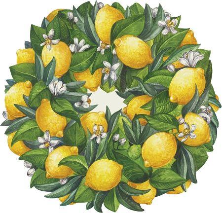 Die Cut Lemon Wreath Placemat - 12 sheets