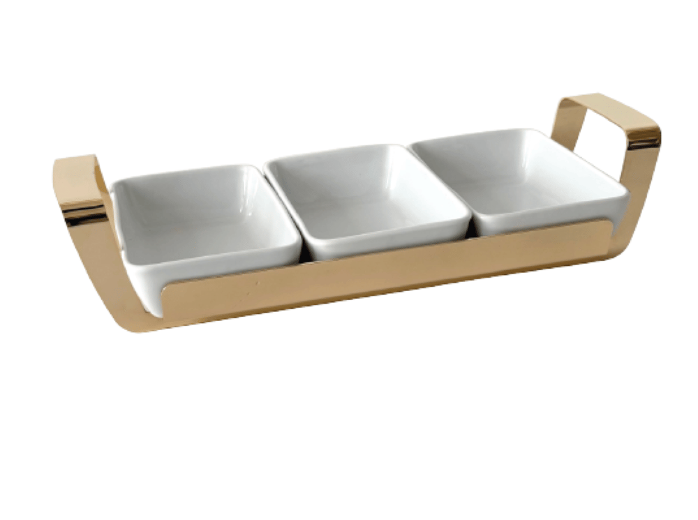 Gold Metal Standlı 3 Gözlü Çerezlik