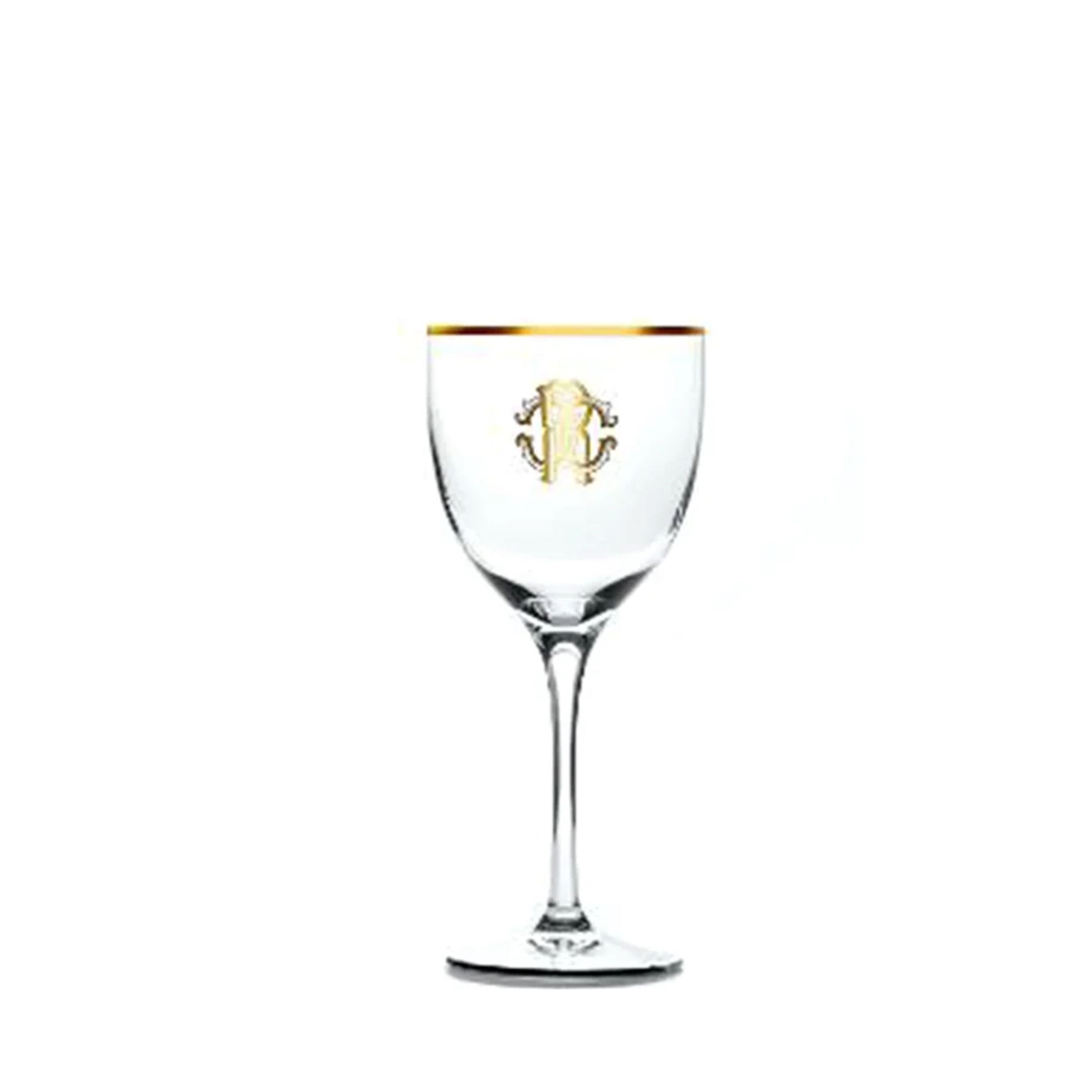 Monogram Gold Altın Dekorlu Kristal Şarap Kadehi