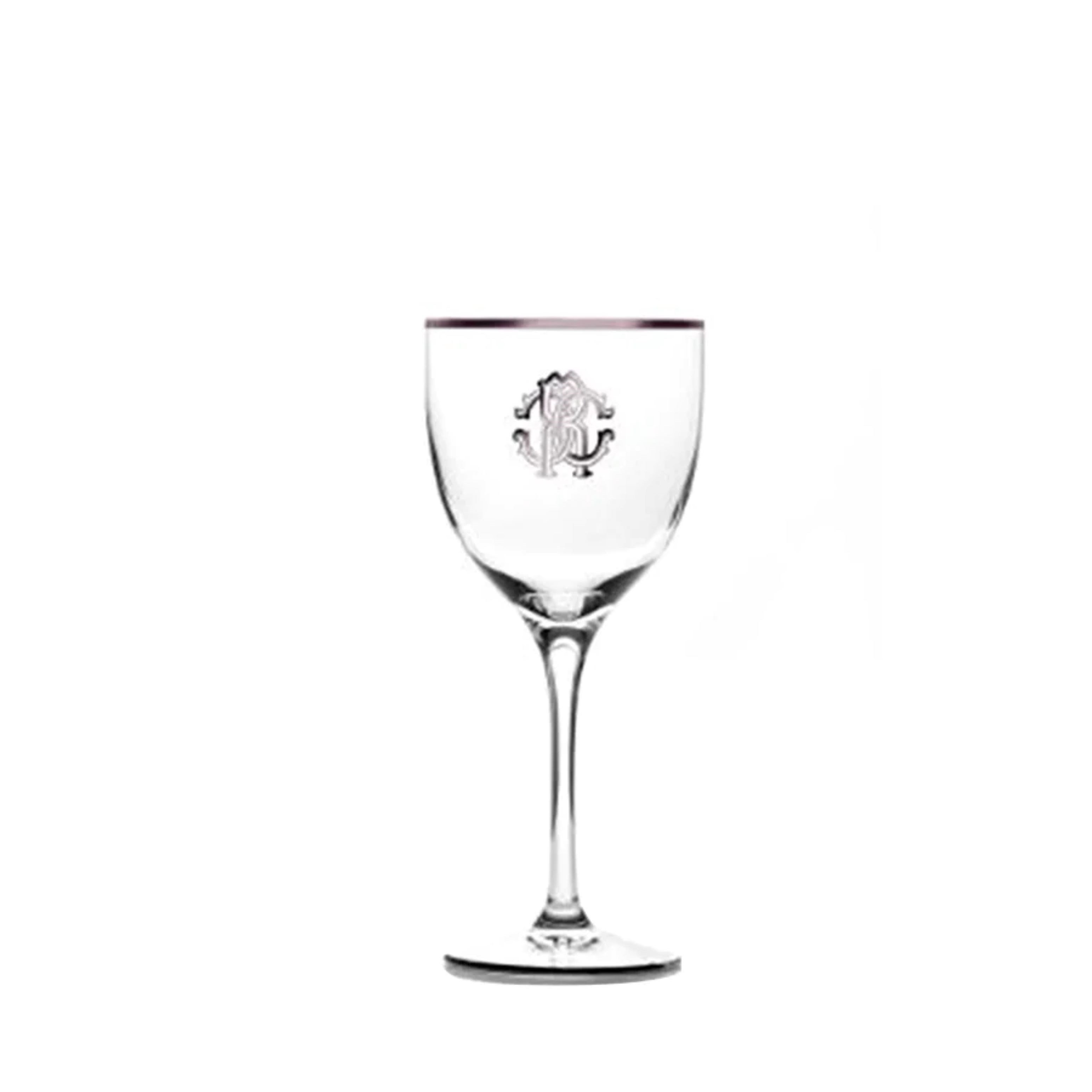 Monogram Platin Dekorlu Kristal Şarap Kadehi