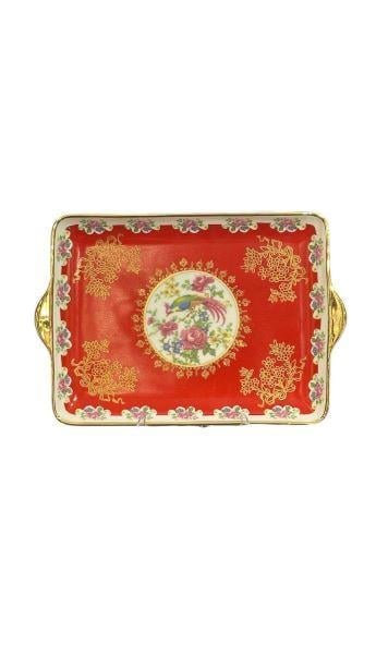 PORSELEN MİNİ TEPSİ KIRMIZI