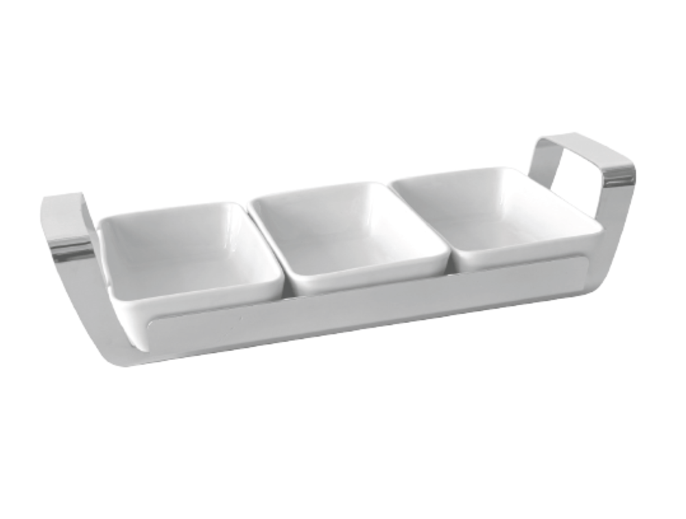 Silver Metal Standlı 3 Gözlü Çerezlik