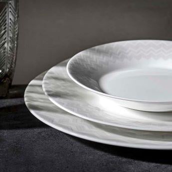 Zig Zag Beyaz Gri Ekmek Tabağı 15 cm