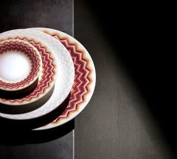 Zig Zag White Beyaz Gri Servis Tabağı 32 cm
