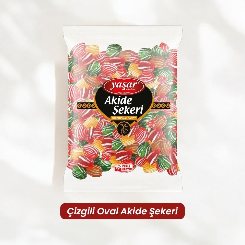 Çizgili Oval Akide Şekeri