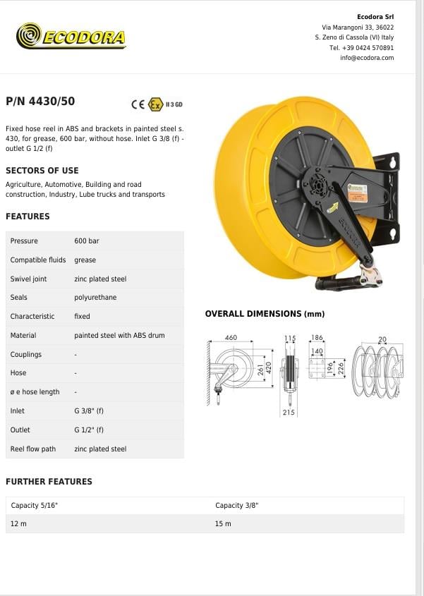 Açık Tip Gres Hortum Makarası-4430/50/C1