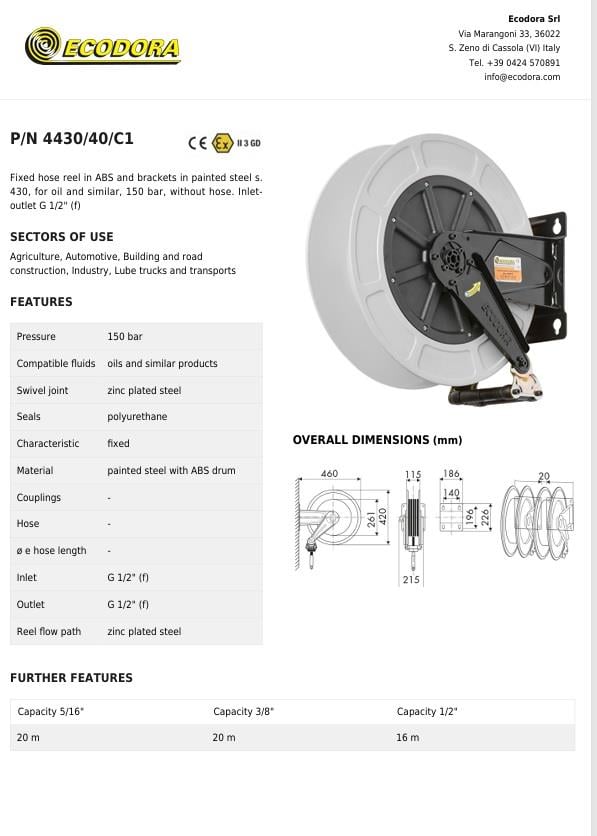 Açık Tip Yağ Hortum Makarası-4430/40/C1