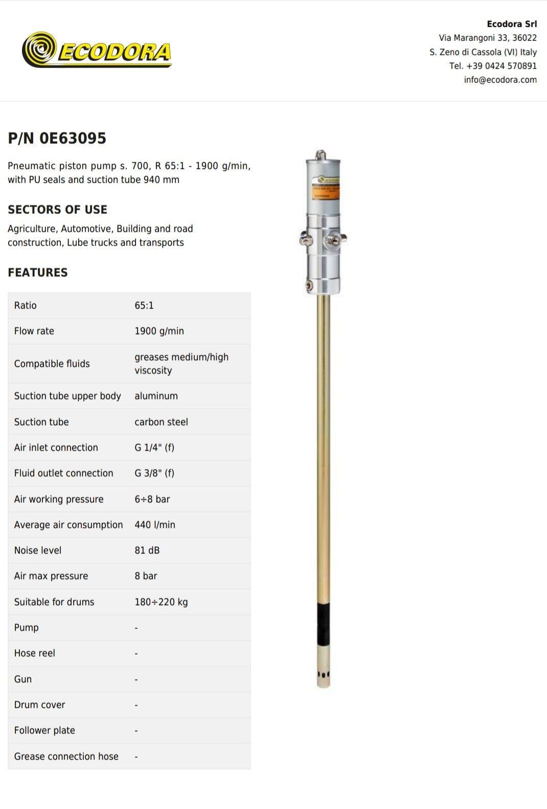 Ecodora Varil Tipi Gres Pompası 0E63095