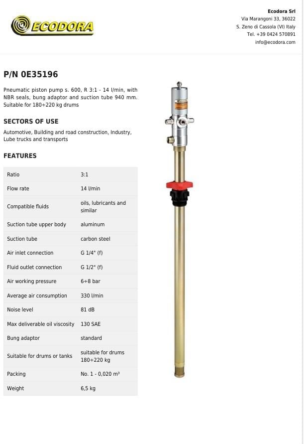 Varil Tipi Yağ Pompası - OE35196