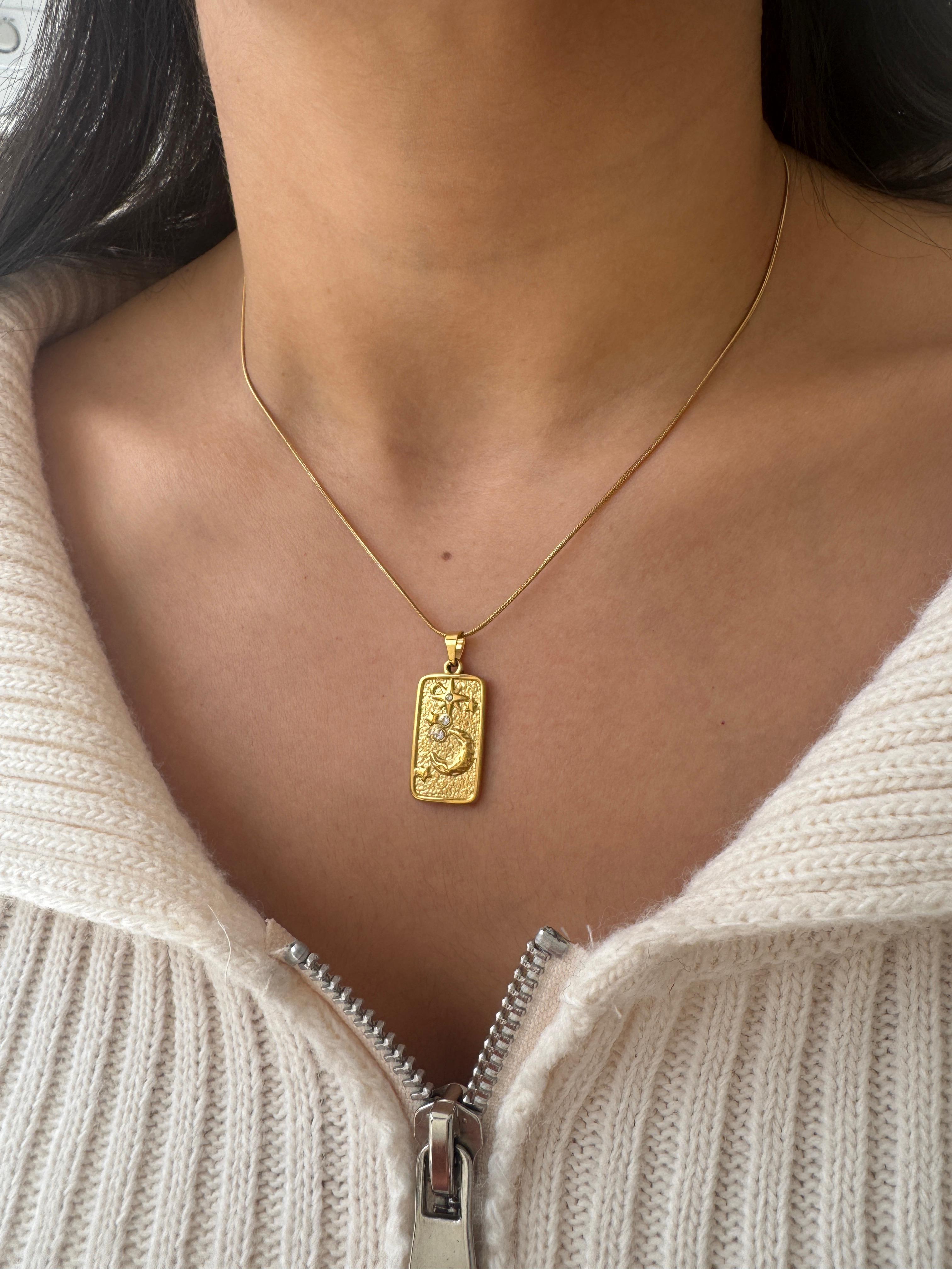 Çelik Ay Yıldızlı Plaka Kolye