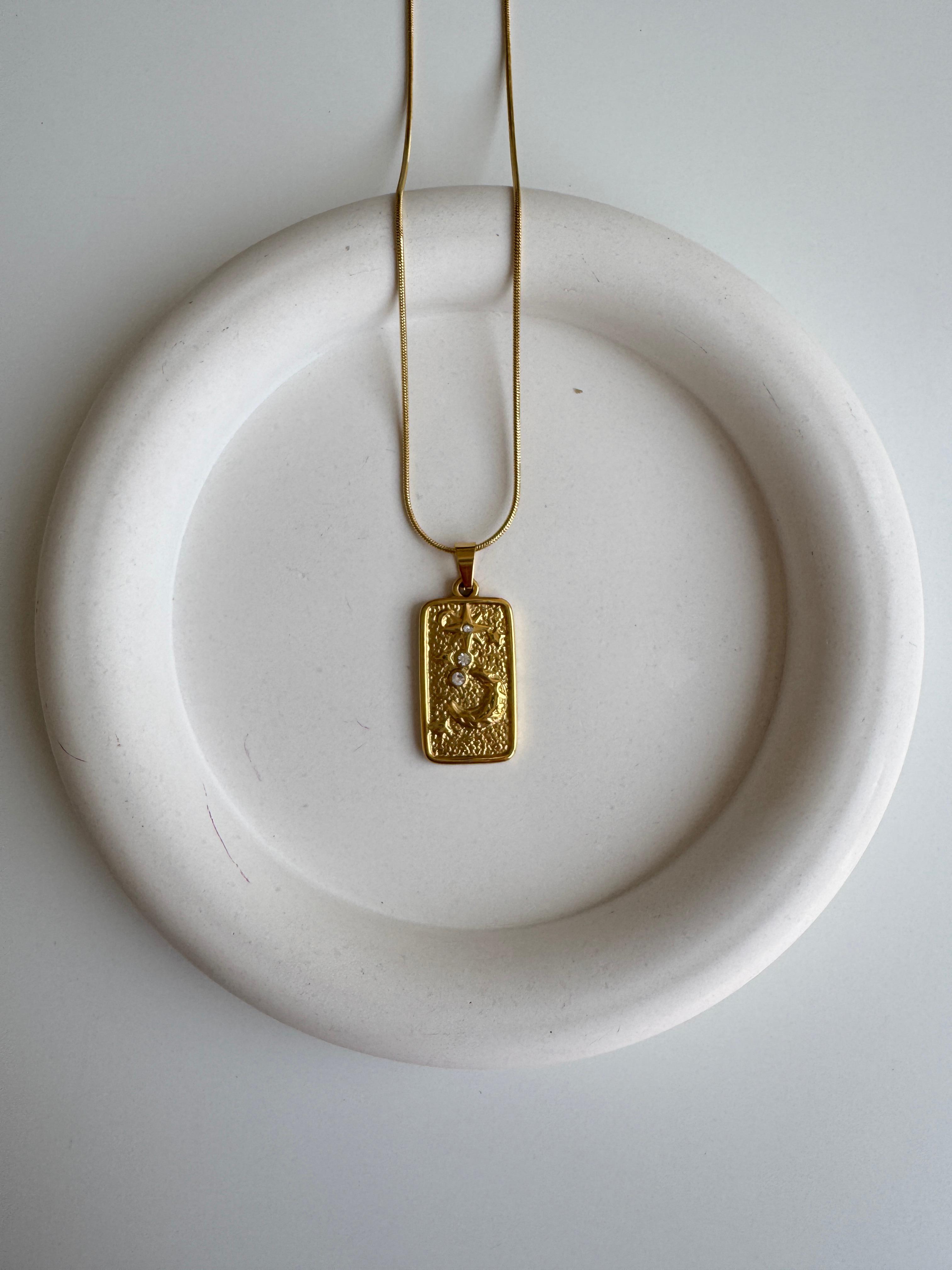 Çelik Ay Yıldızlı Plaka Kolye