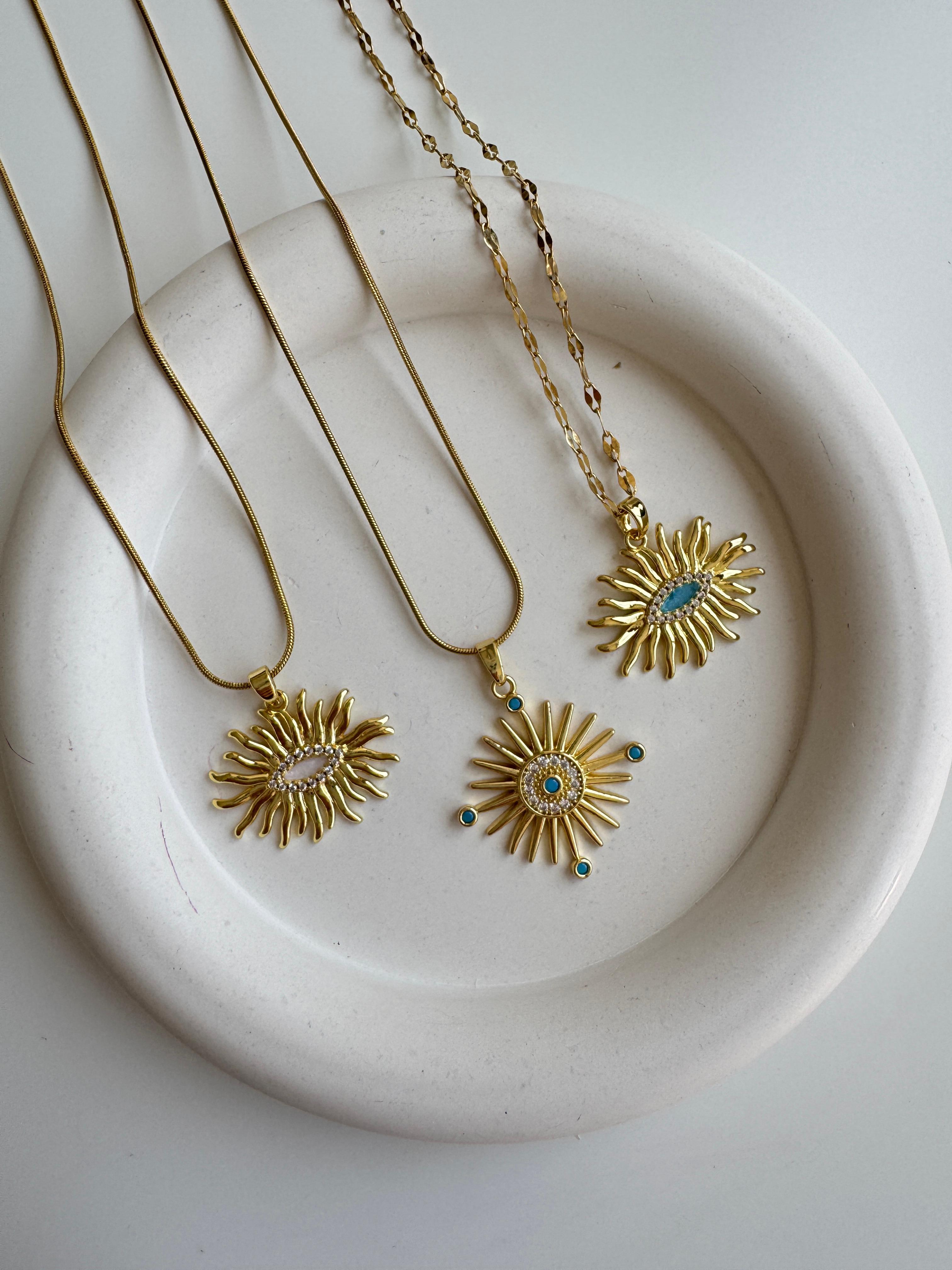 Çelik Mavi Taşlı Kolye