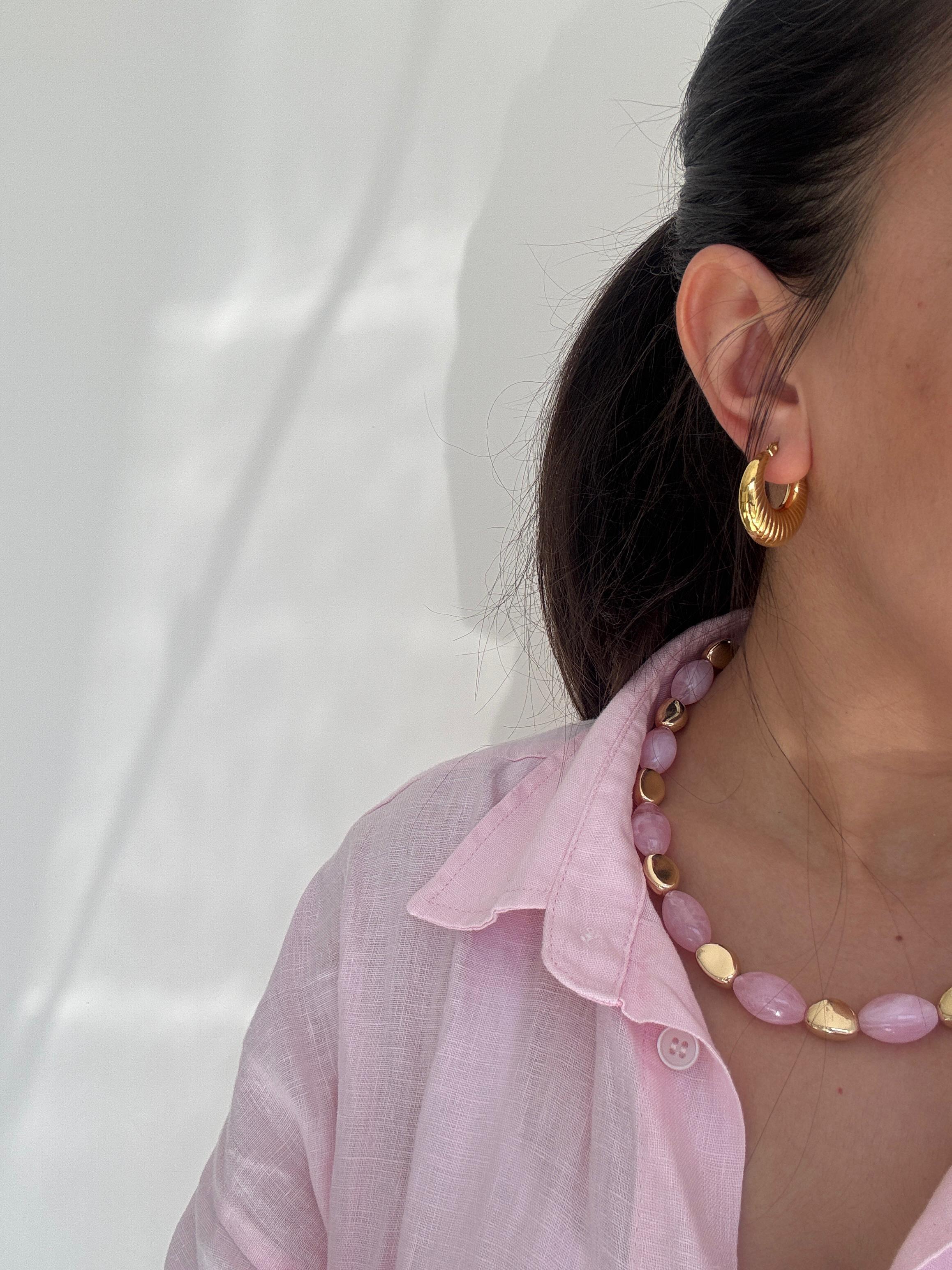 Çelik Oval Burgu Küpe