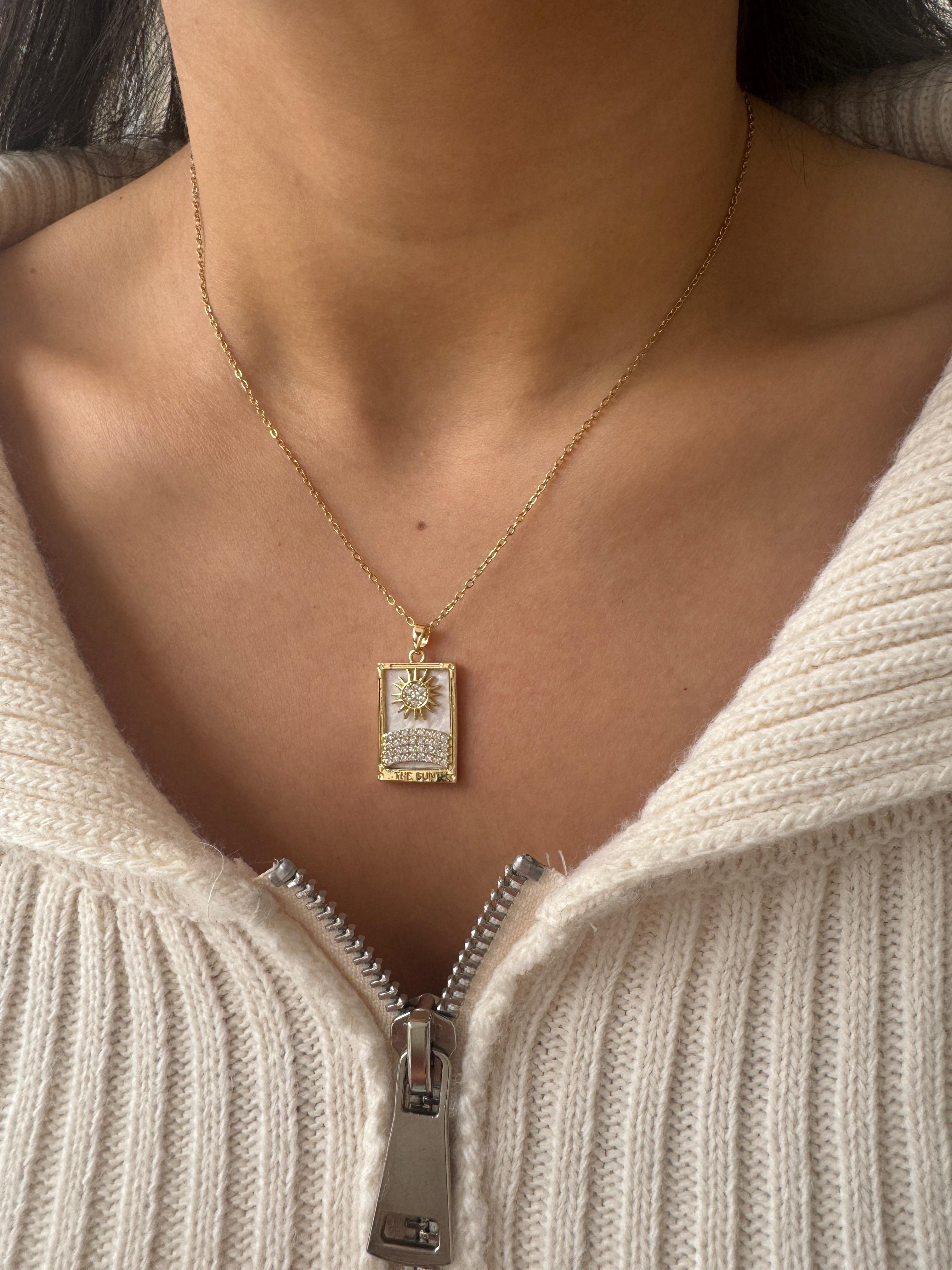 Çelik Sedefli The Sun Kolye