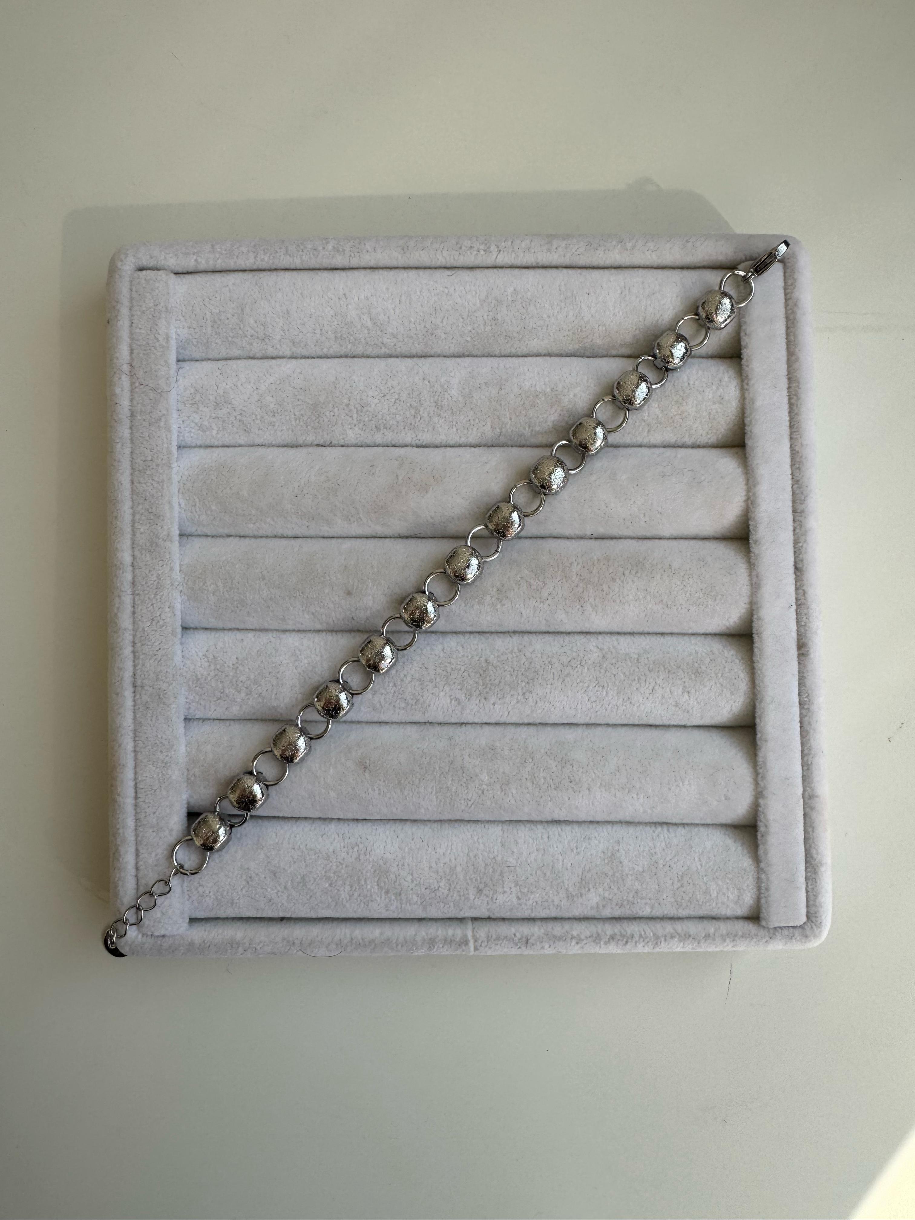 Çelik Silver Oval Geçmeli Bileklik