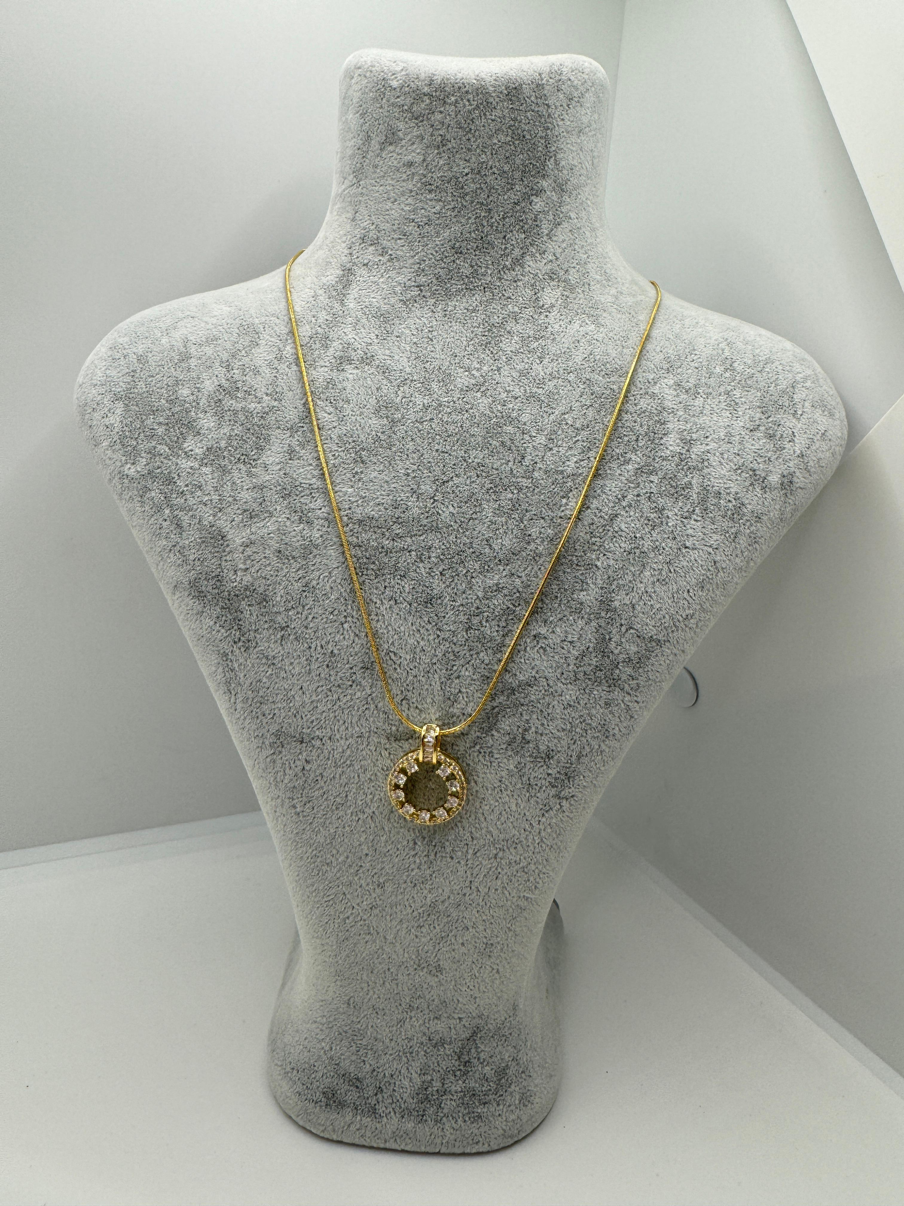 Çelik Taşlı Halka Kolye (gold)