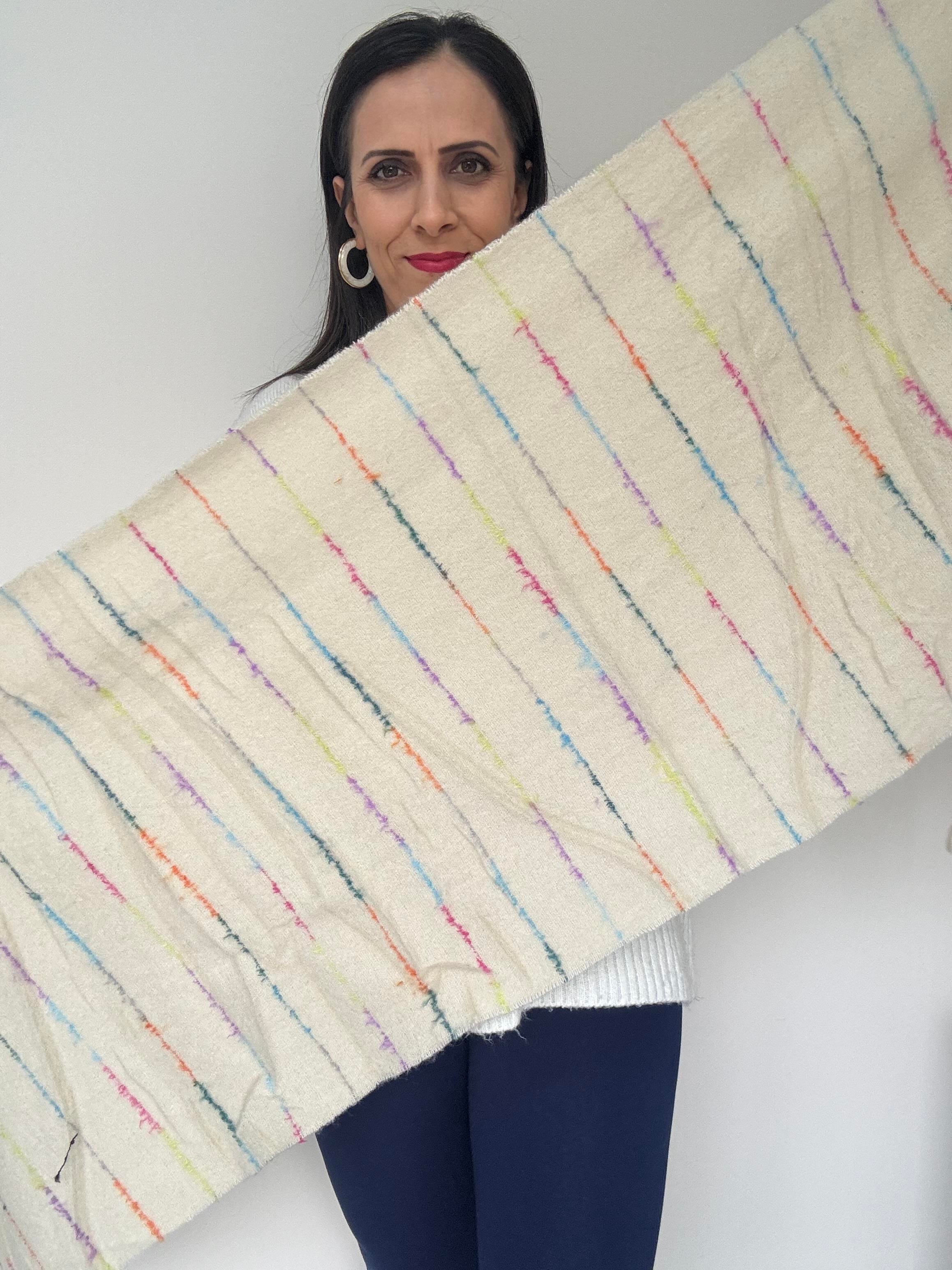 Krem Çizgili Kaşkol