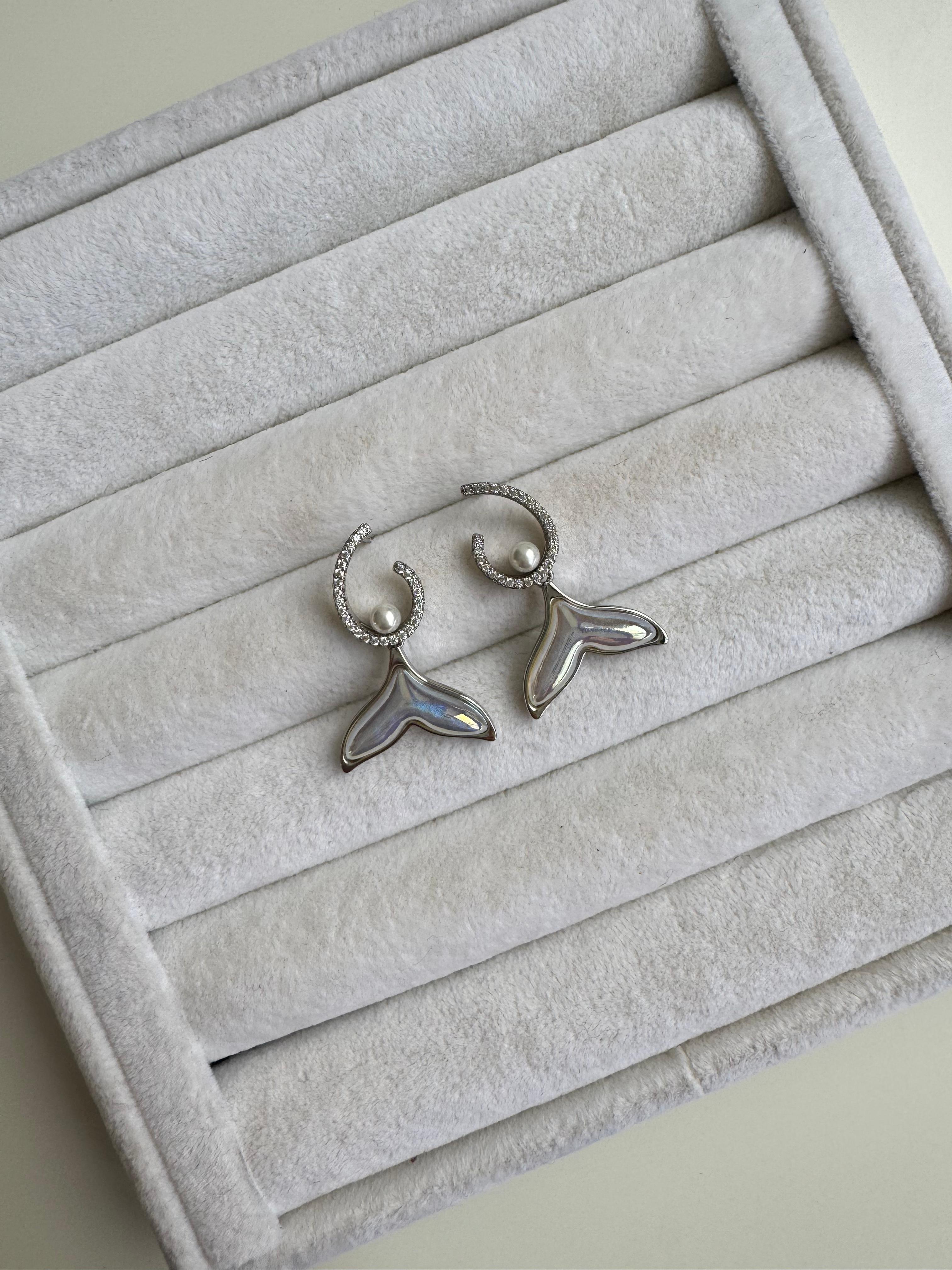 Özel Seri Silver Taşlı Sedefli Küpe