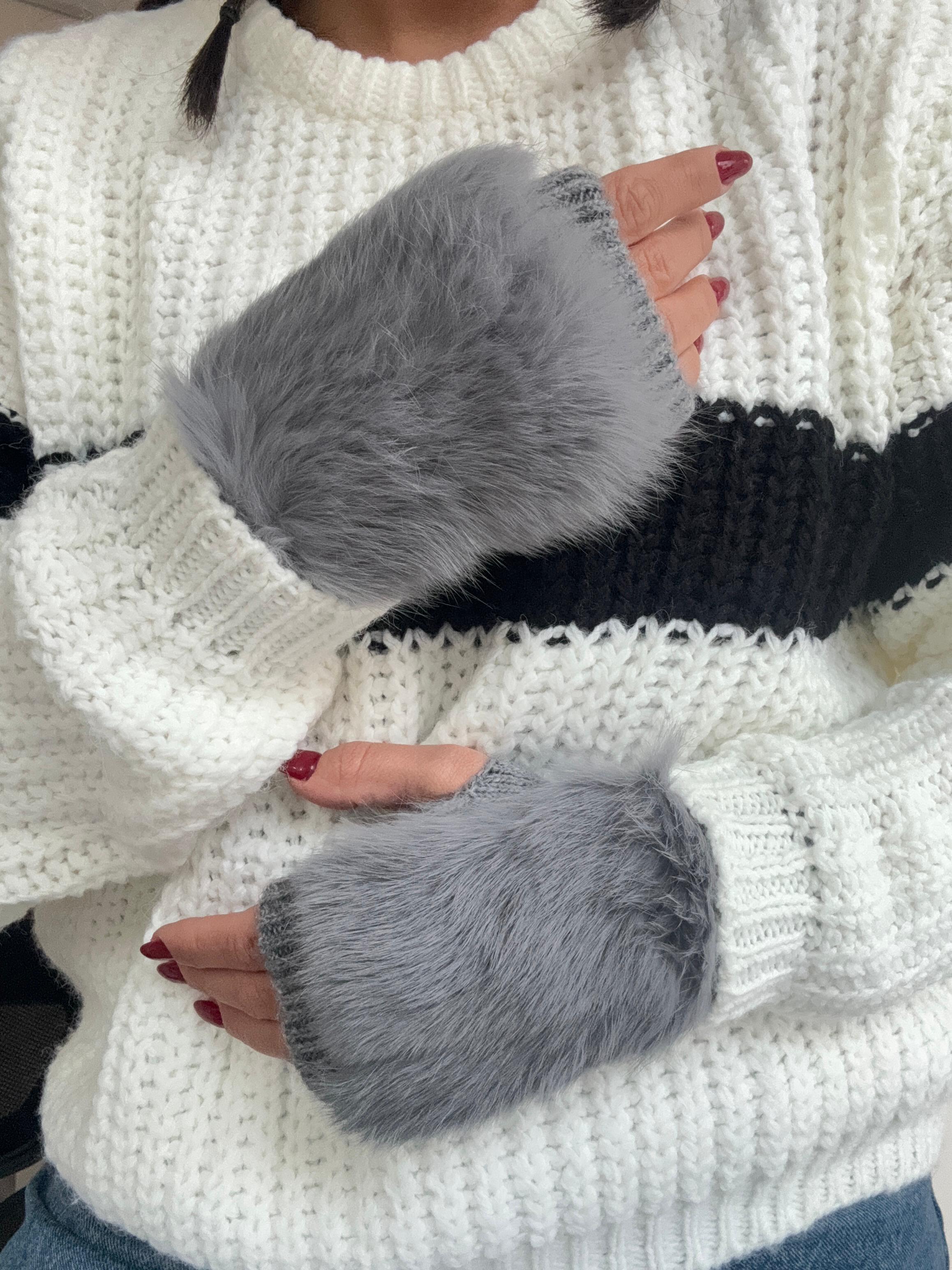 Peluş Kahverengi Kesik Eldiven