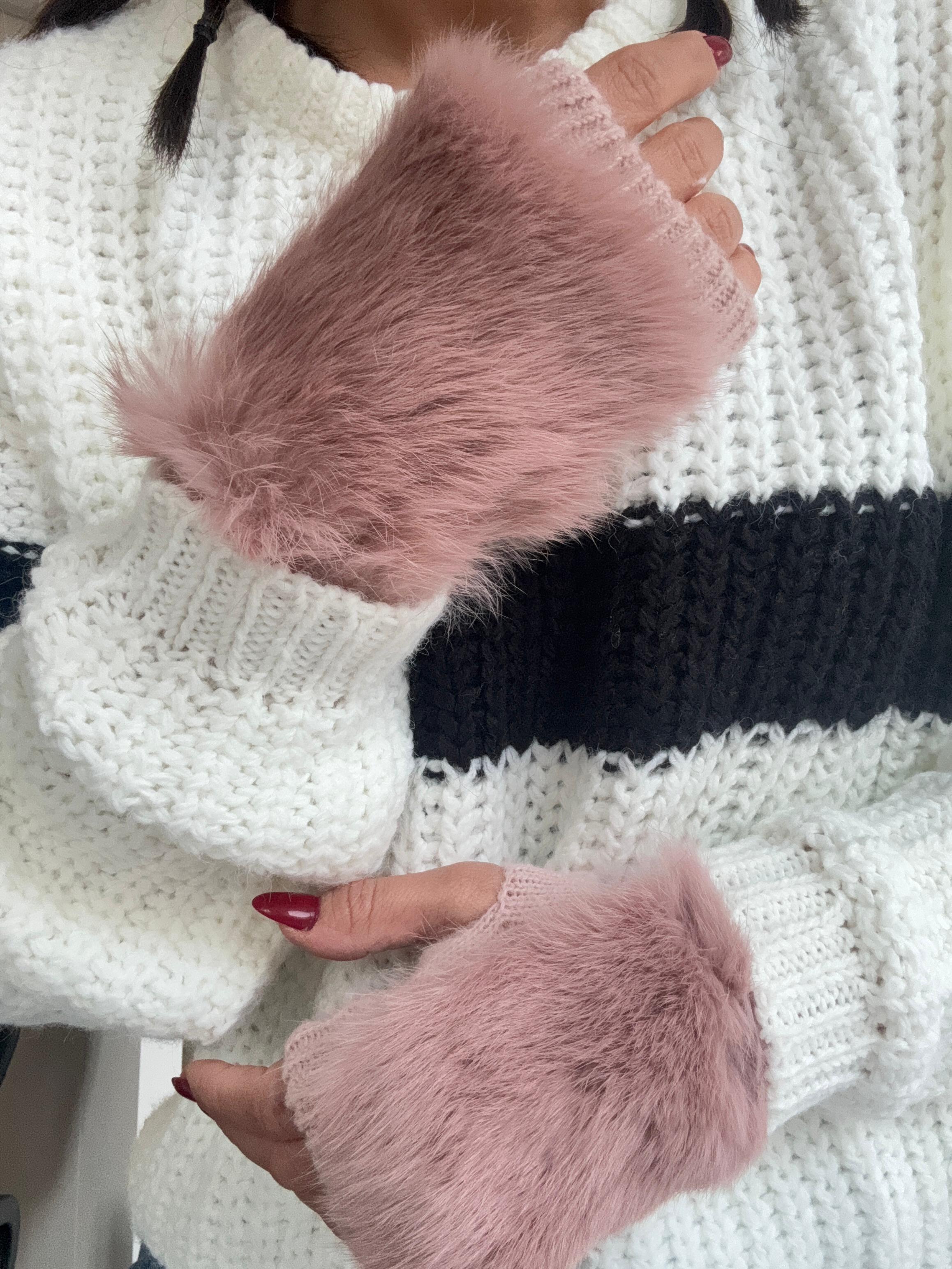 Peluş Pudra kesik Eldiven