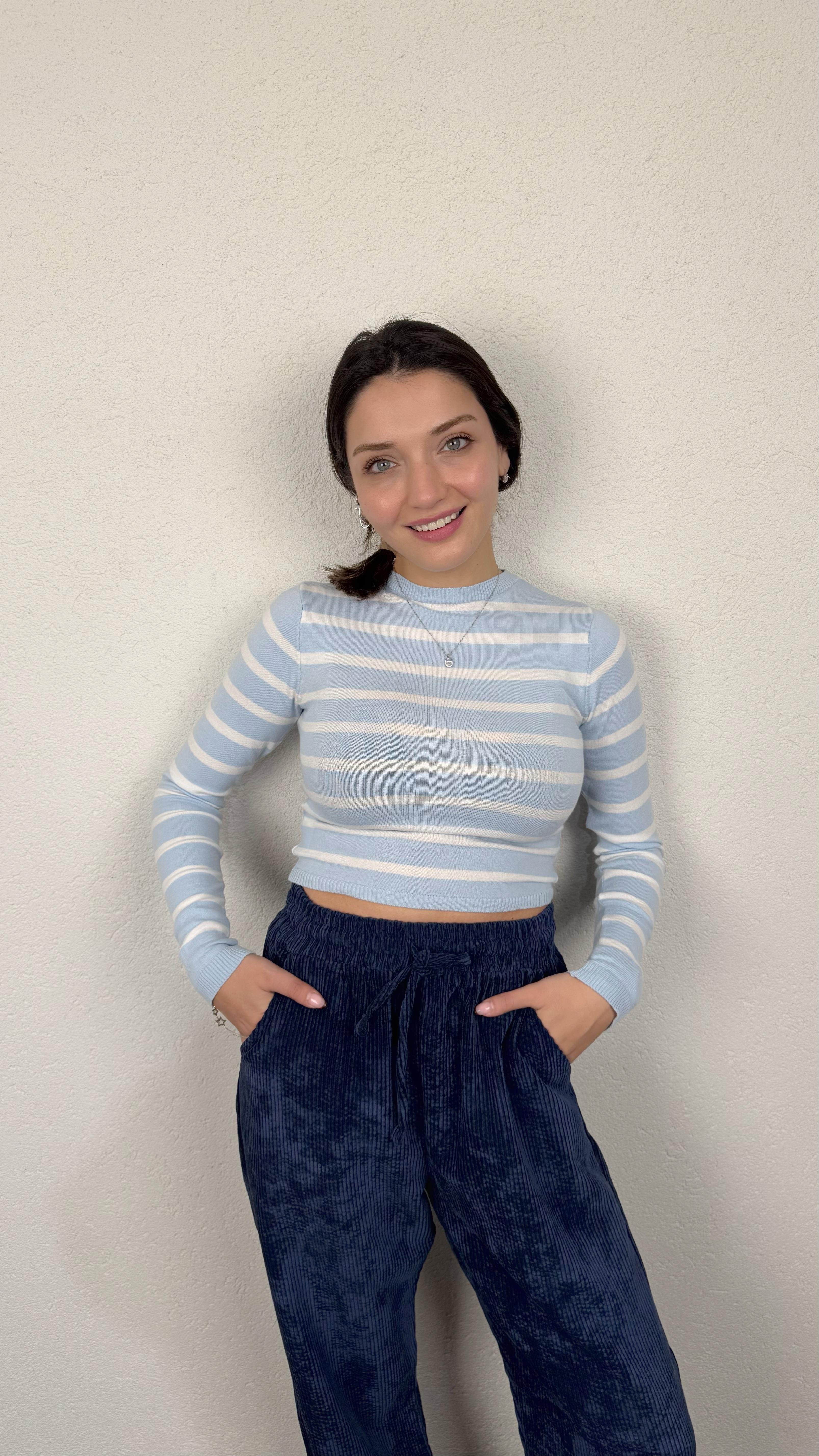 ÇİZGİLİ ÇELİK ÖRME CROP