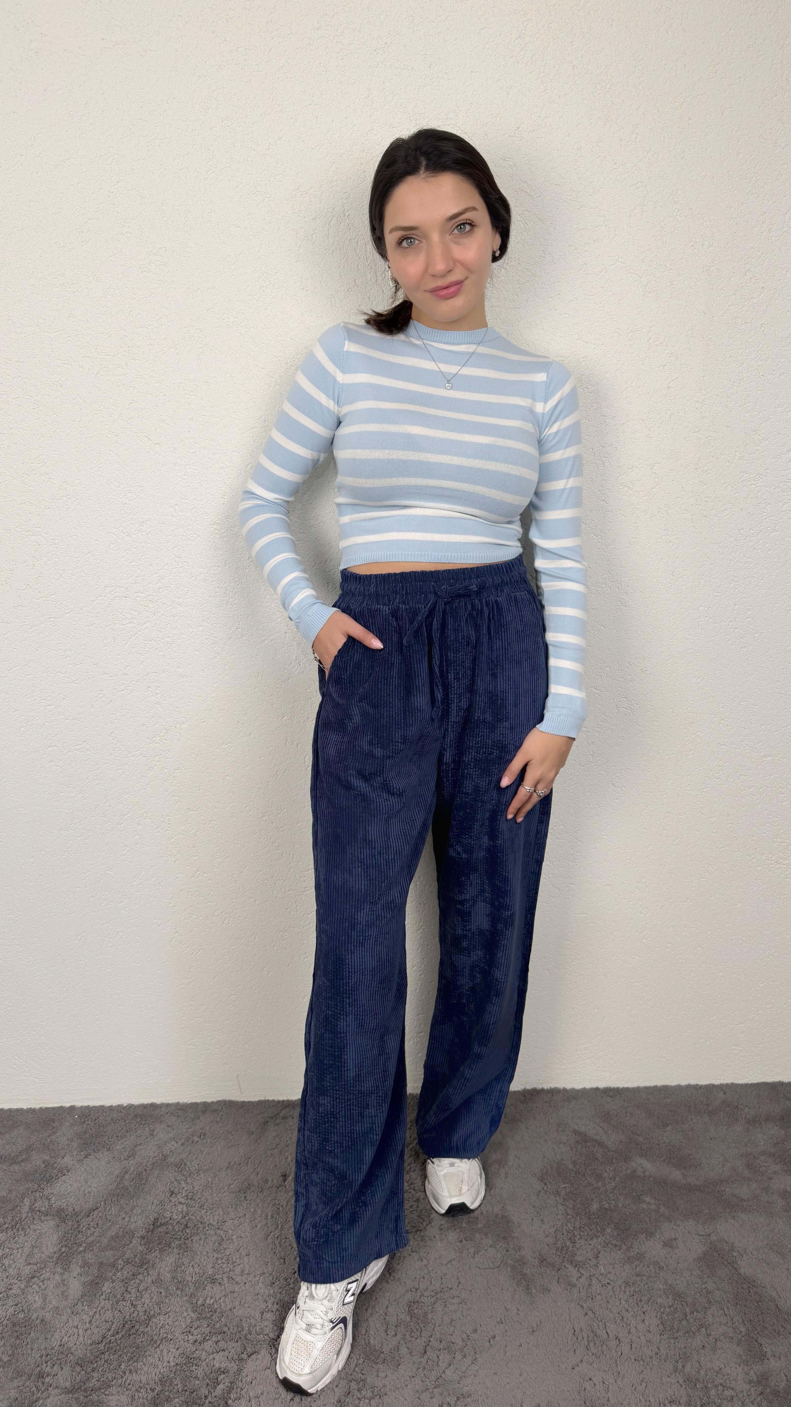 FİTİLLİ  LACİVERT PANTOLON
