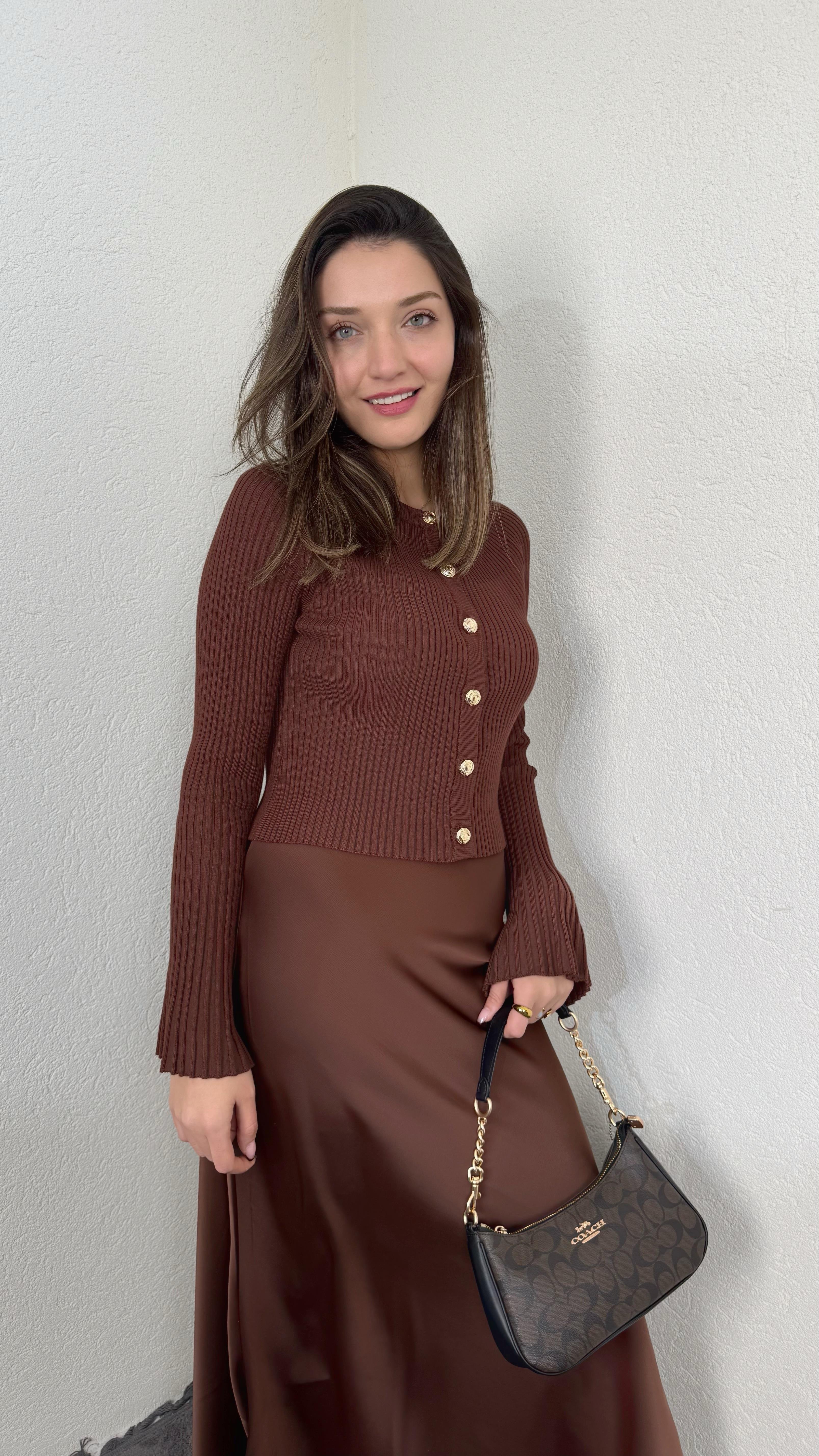 MAXİ KAHVE SATEN ETEK