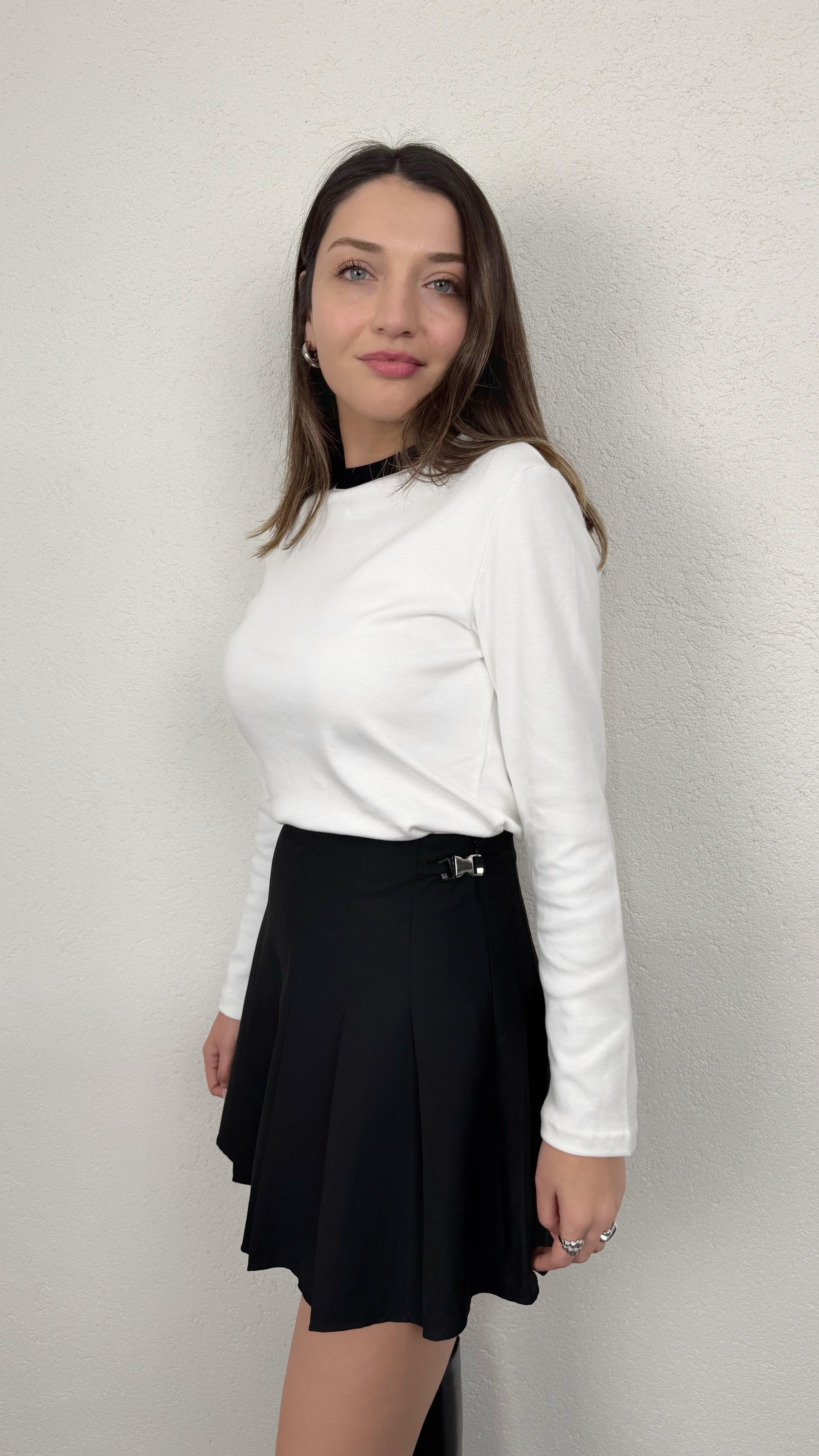 TOKA DETAYLI PİLELİ ETEK