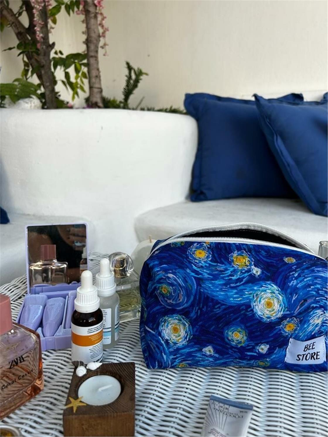 Van Gogh Desenli Makyaj Çantası