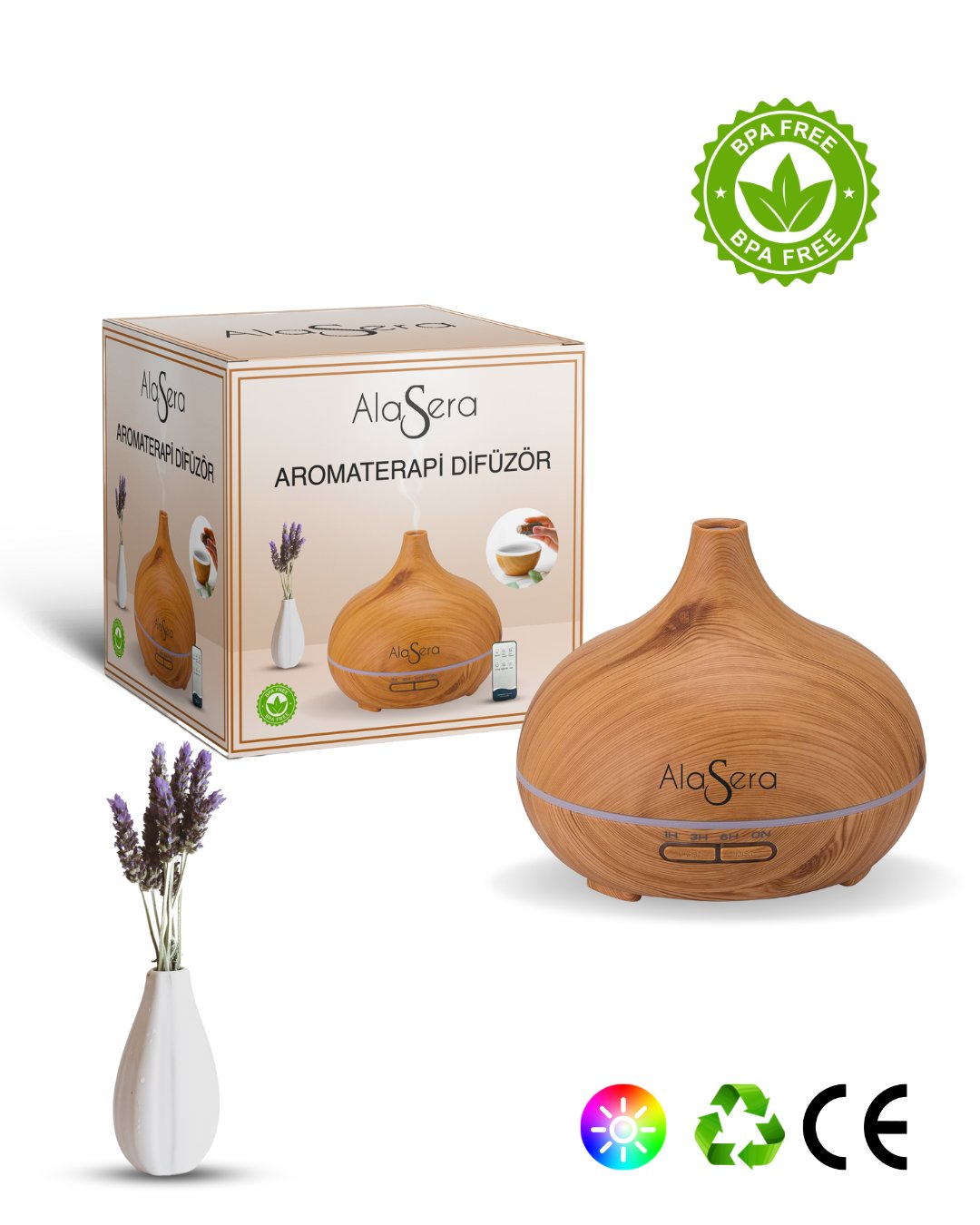 ALASERA AROMATERAPİ AÇIK AHŞAP DİFÜZÖR