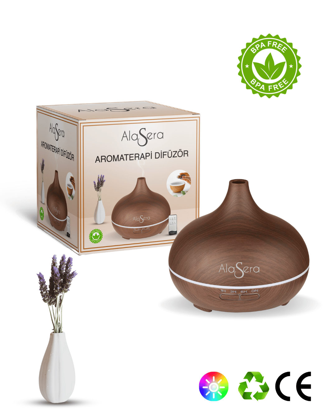 ALASERA AROMATERAPİ KOYU AHŞAP DİFÜZÖR