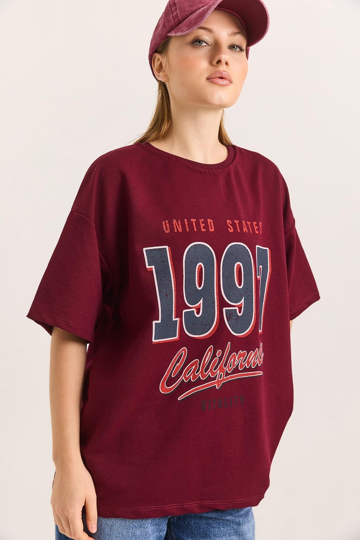 1997 Baskılı Oversize İki İplik Tshirt