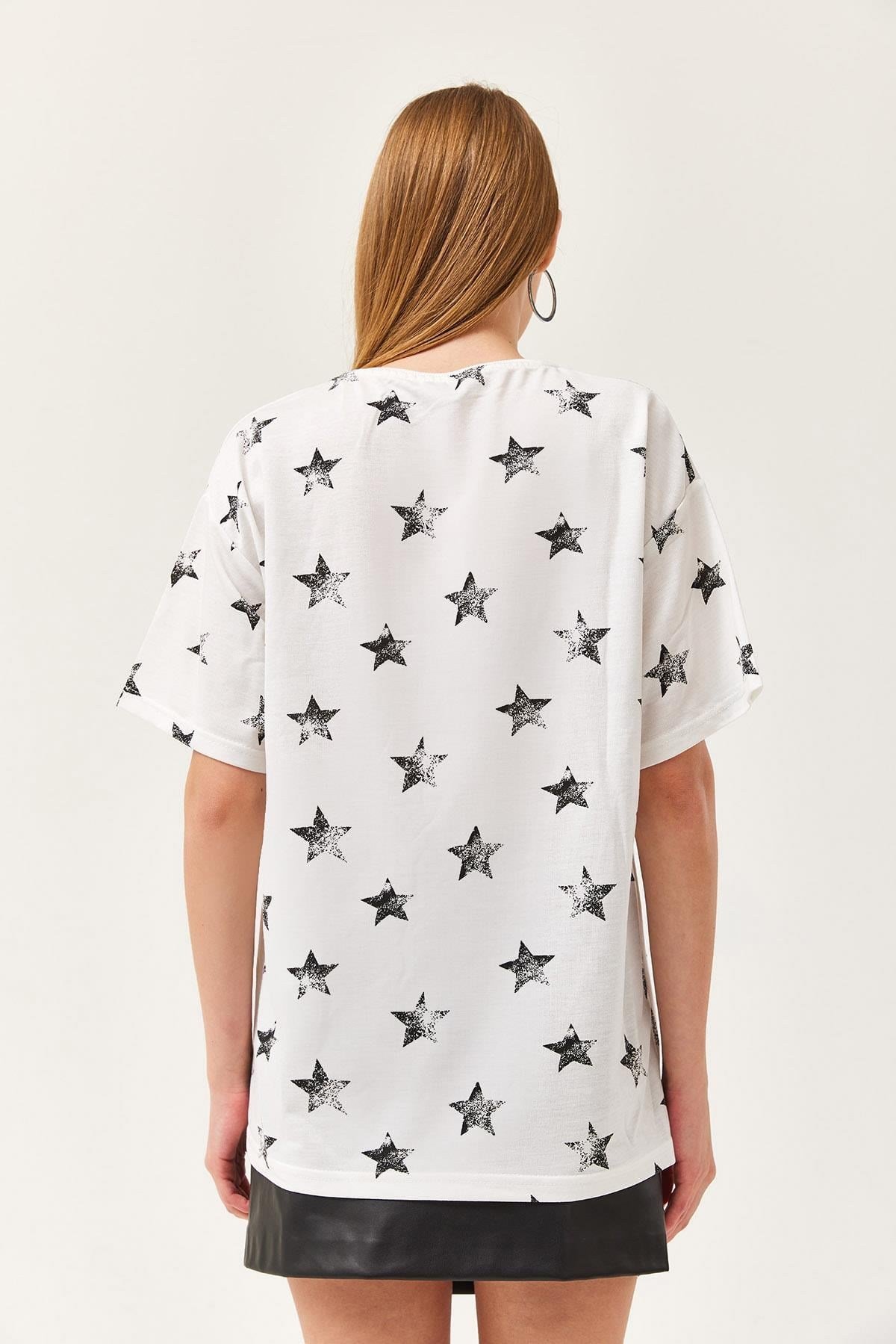 Bisiklet Yaka Oversize Tshirt Beyaz