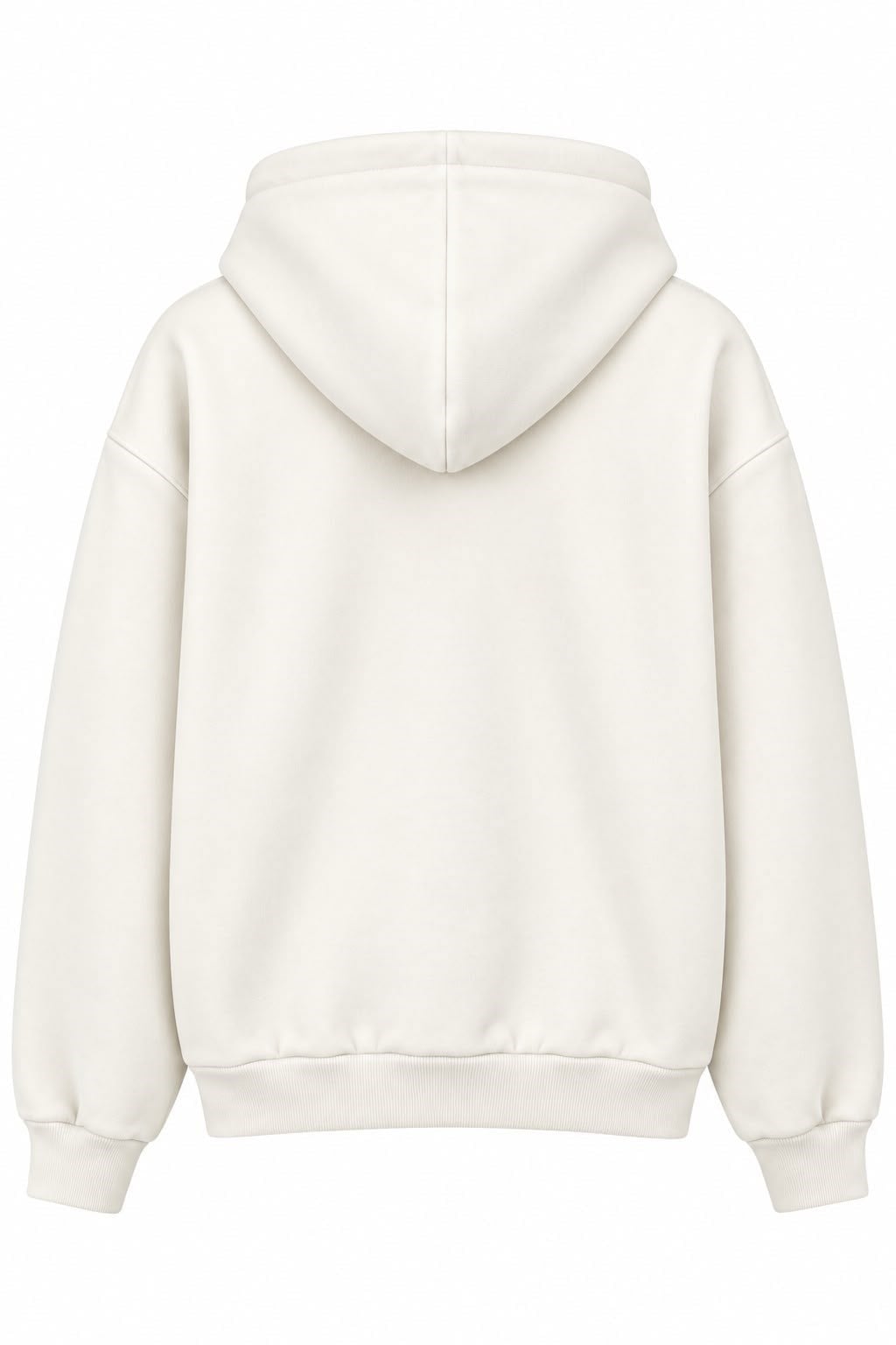Kadın Baskılı Oversize Kapüşonlu Cep Detay Sweatshirt Beyaz