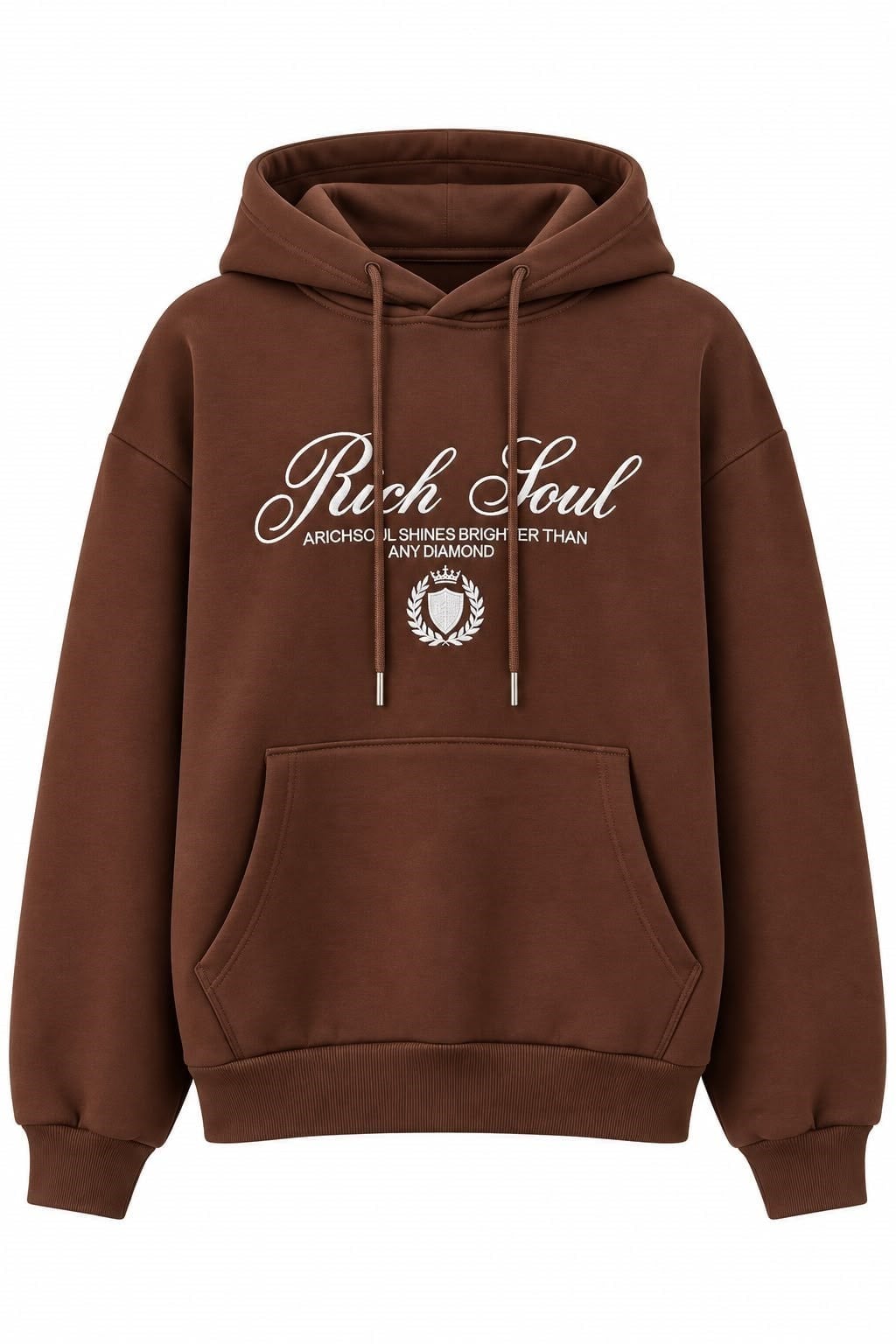 Kadın Baskılı Oversize Kapüşonlu Cep Detay Sweatshirt Kahverengi